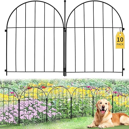 10PACK Garden Fence,11FT(L) x17inch(H) Metal No Dig Fence Animal Barrier Fence,Heavy Duty Rustproof Arched Flower Bed Edging Ornamental Wire Border Panel,Decorative Fence for Yard Patio Outdoor Decor