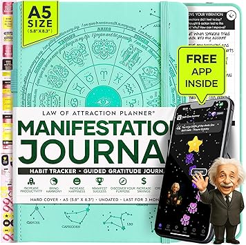 Manifestation Journal - 5 Minute Manifesting & Self Care Journal | 90-Day Undated Daily Planner for Positivity, Affirmations & Gratitude | Guided Mindfulness, Reflection | Vision Board + Stick...