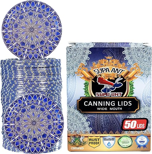 Supa Ant Tapas de enlatado más gruesas de boca ancha (50 piezas) Tapas de lata de grado alimenticio para alimentos enlatados - Tapa a prueba de