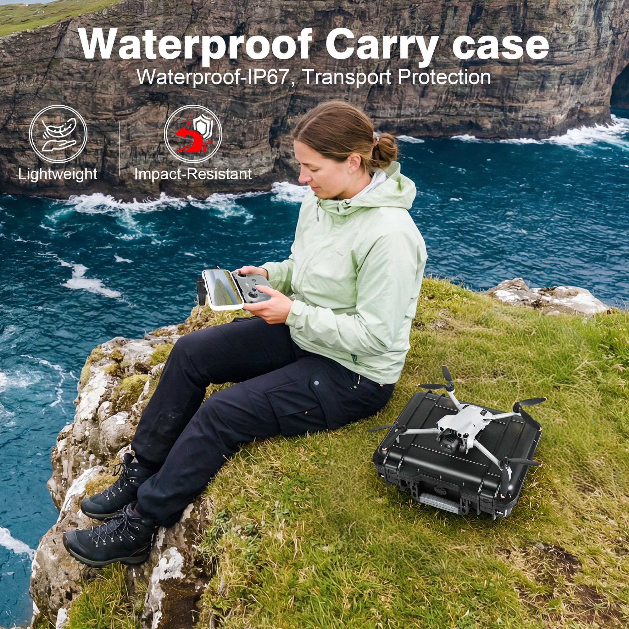 Lekufee Wodoodporna Twarda Walizka Transportowa dla drona DJI Lito X1,Lito 1,Mini 5 Pro/4 pro/Mini 3, DJI RC 2 / RC N3, i Akcesoria (Tylko walizka)