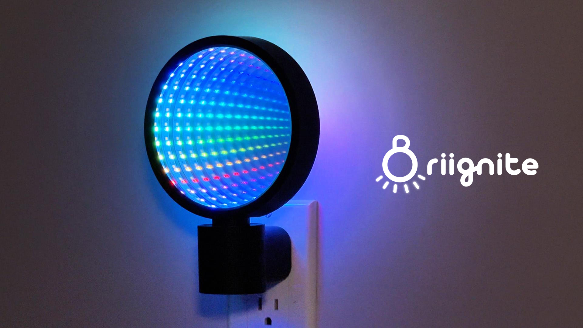Image of Briignite Night Lights Plug into Wall 3D Infinity Mirror Tunnel Light | Game Room Decor, Dusk to Dawn Sensor, RGB Ambient Night Light for Kids Bedroom Living Room Gaming Room, Gift