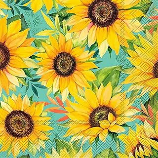 Sunflower Floral Party Napkins- 40 Count | 2 Packs of 20CT Beverage Napkins | Vincent Design, 5