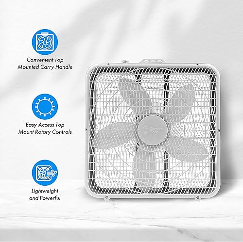 Miniatura 6 de Comfort Zone CZ200A Ventilador de caja de 3 velocidades de 20 pulgadas para circulación de aire de fuerza completa con aire acondicionado