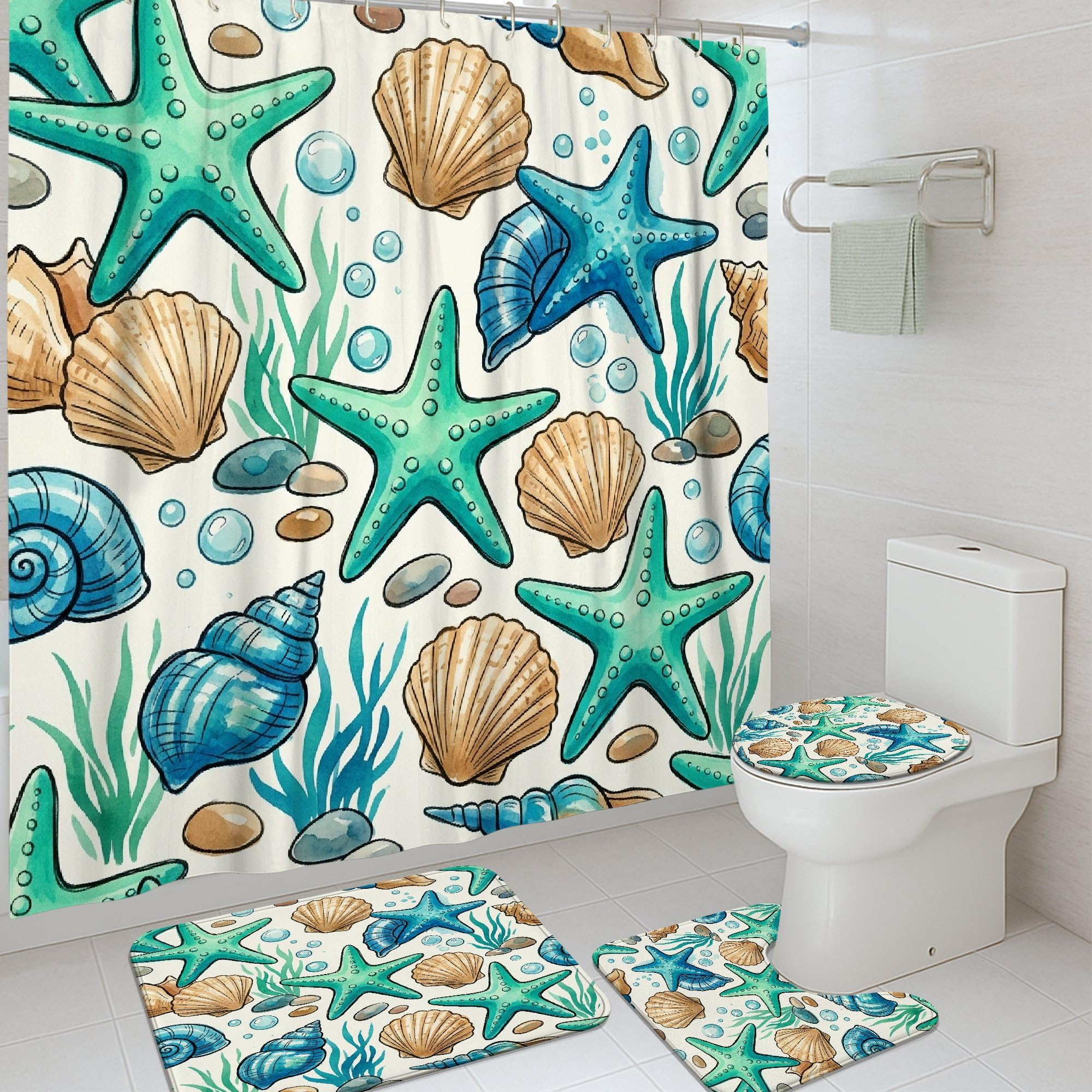 Ensemble rideaux de douche en polyester et tapis pour rafraîchir la décoration de la maison