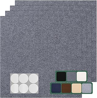 Carpet Tile 20 Pack 24” X 24” Self Adhesive Carpet Floor Tiles Anti-Slip Squares Peel and Stick Floor Tilel DIY Installation for Bedroom(Dark Grey)