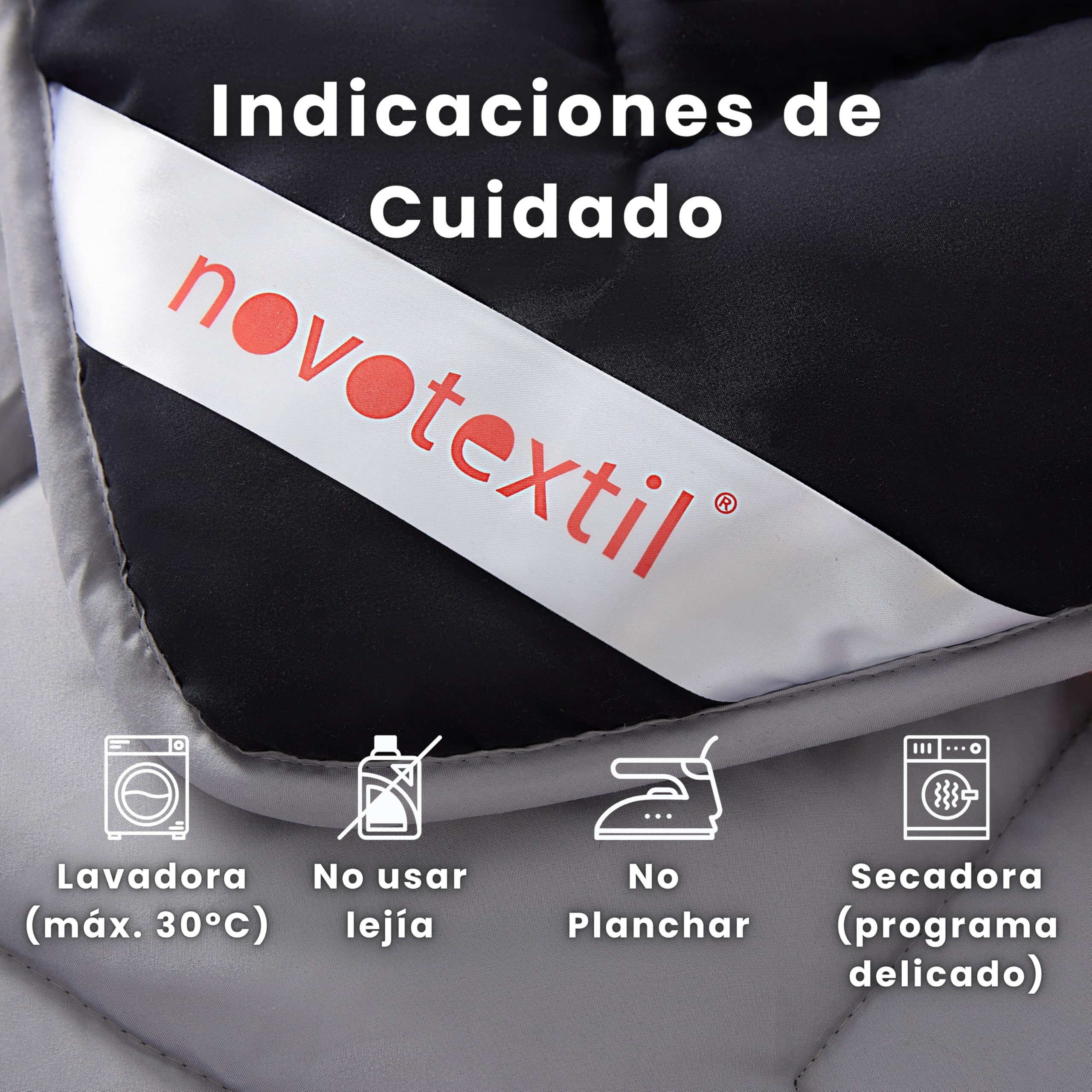 NOVOTEXTIL Edredón Cama 135 (230x260), Relleno Nórdico de Fibra 350 g/m² - Edredón Nórdico Bicolor Invierno Suave, Ligero, Reversible y Transpirable (Negro/Gris)