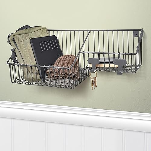 Miniatura 4 de Spectrum Finley™ - Contenedor de almacenamiento doble de pared con estación de gancho para almacenamiento y organización de entrada