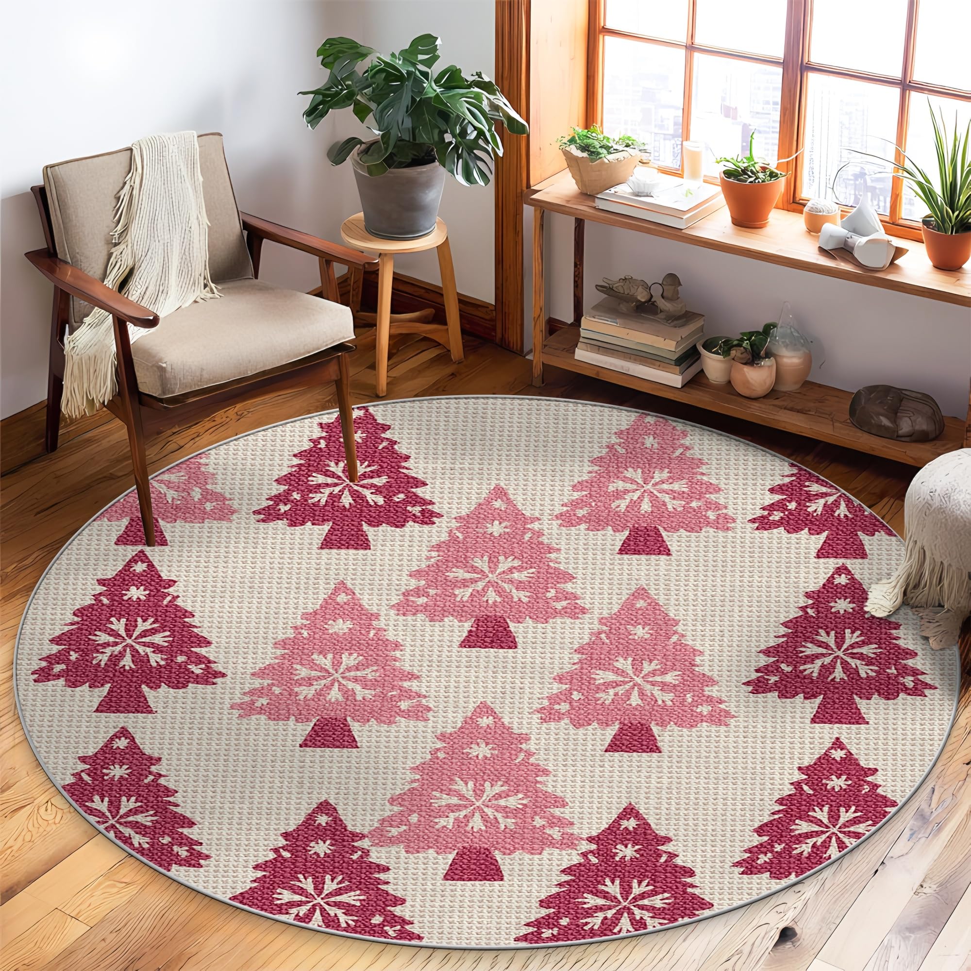 Tapis d'arbre de Noël de haute qualité flocon de neige pêche design antidérapant
