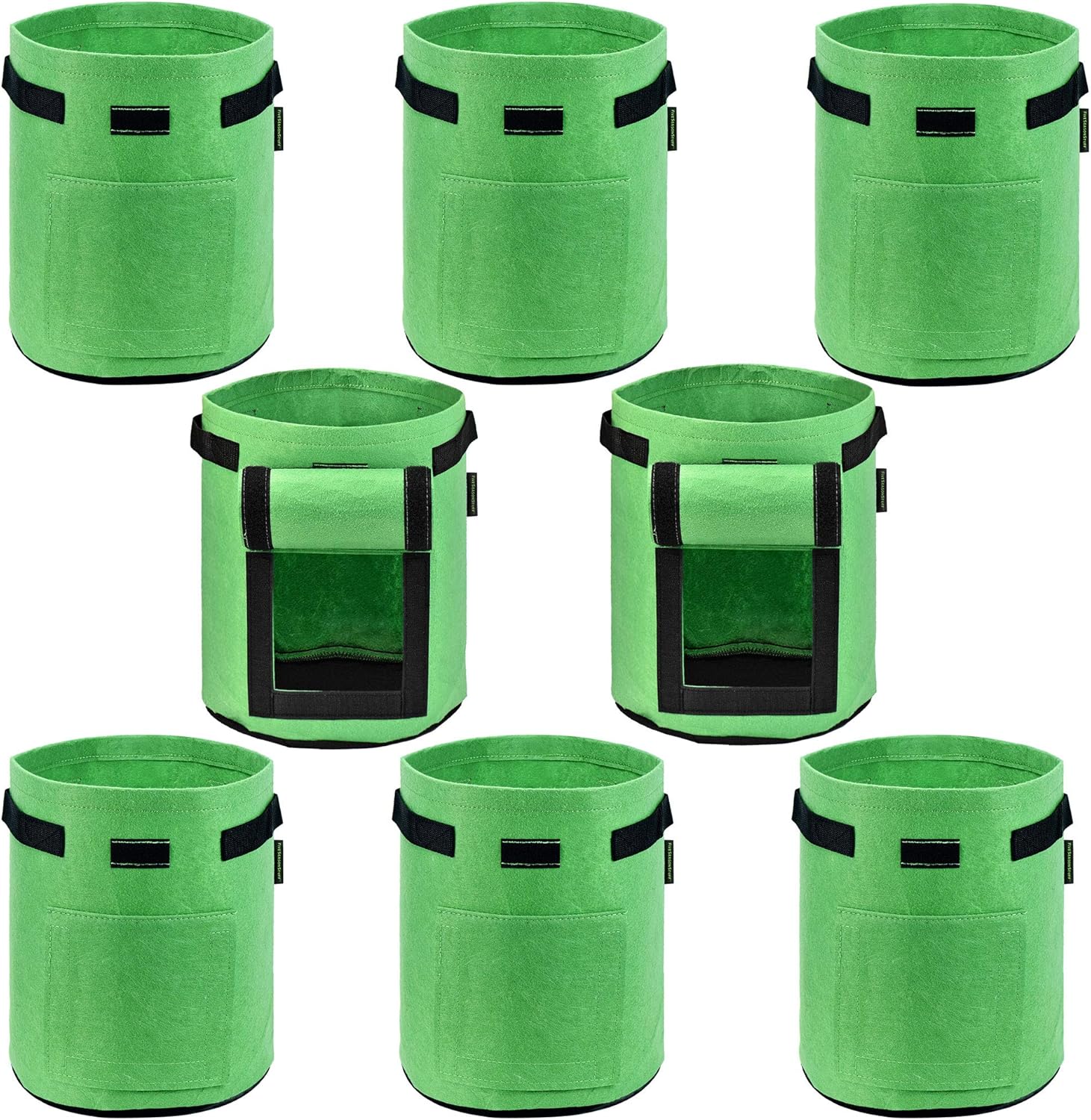 FiveSeasonStuff 4 Gallons Potato Grow Bags with Side Flap, Heavy Duty Fabric Pots 8 Pack (Green)