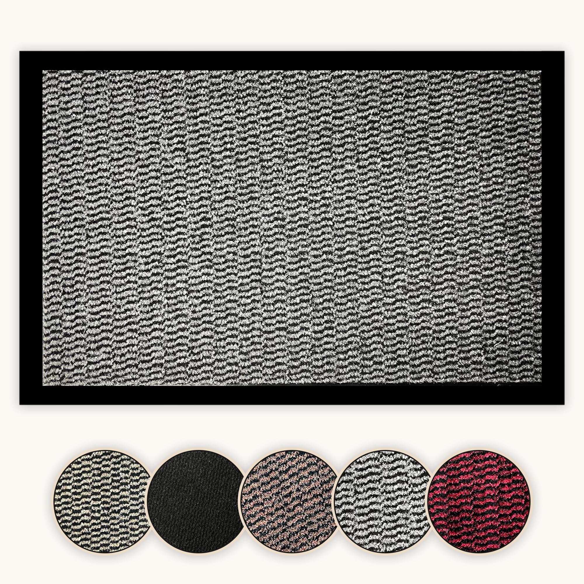 Bear & Panda - Dirt Trapper Door Mat - Indoor/Outdoor non-slip Washable Barrier Door Mat, Heavy Duty Entrance Rug Shoes Scraper, Super Absorbent Front Doormat Carpet (Grey, 90 x 150 cm)