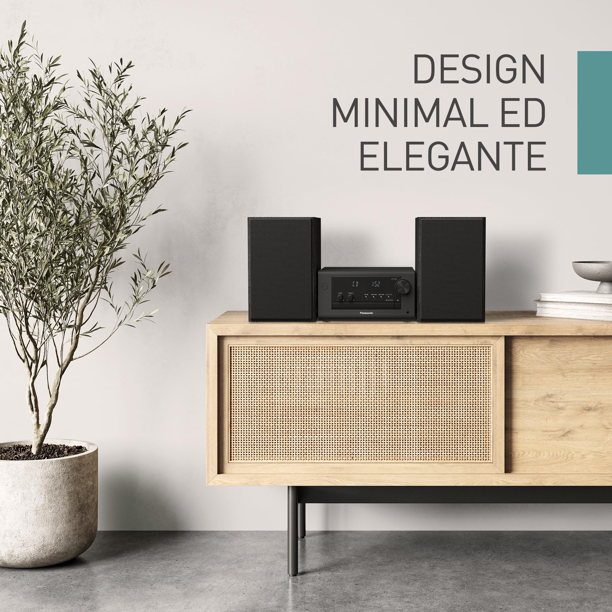 Panasonic SC-PM702EG-K Neat Impianto Stereo Compatto Micro Hi-Fi con CD, Radio DAB+/FM, USB e Bluetooth, Altoparlanti 80W, Controllo dei Bassi, Nero.