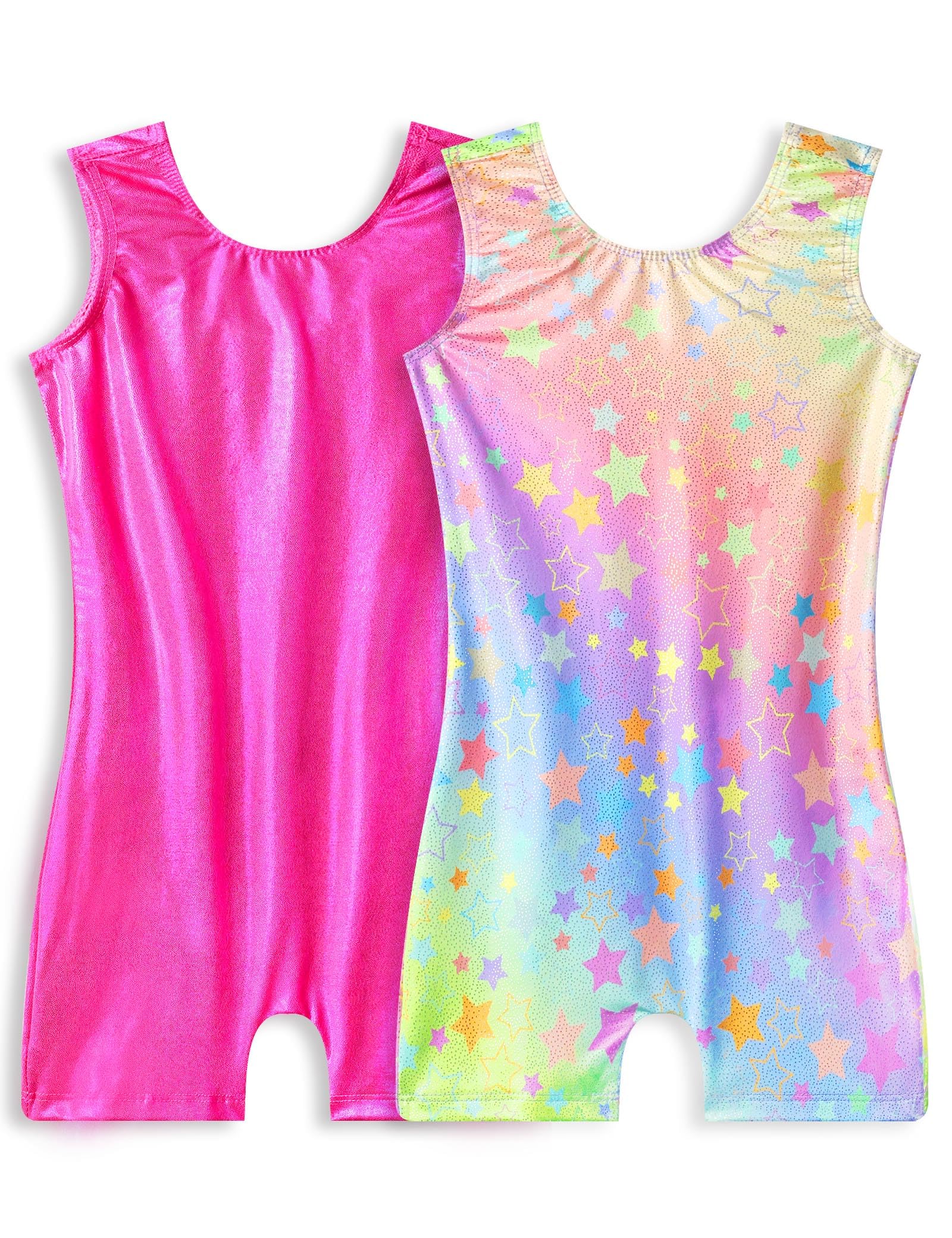 snowheart gymnastics leotards for girls 2-pack sparkly toddler biketards sleeveless for tumbling dance classes