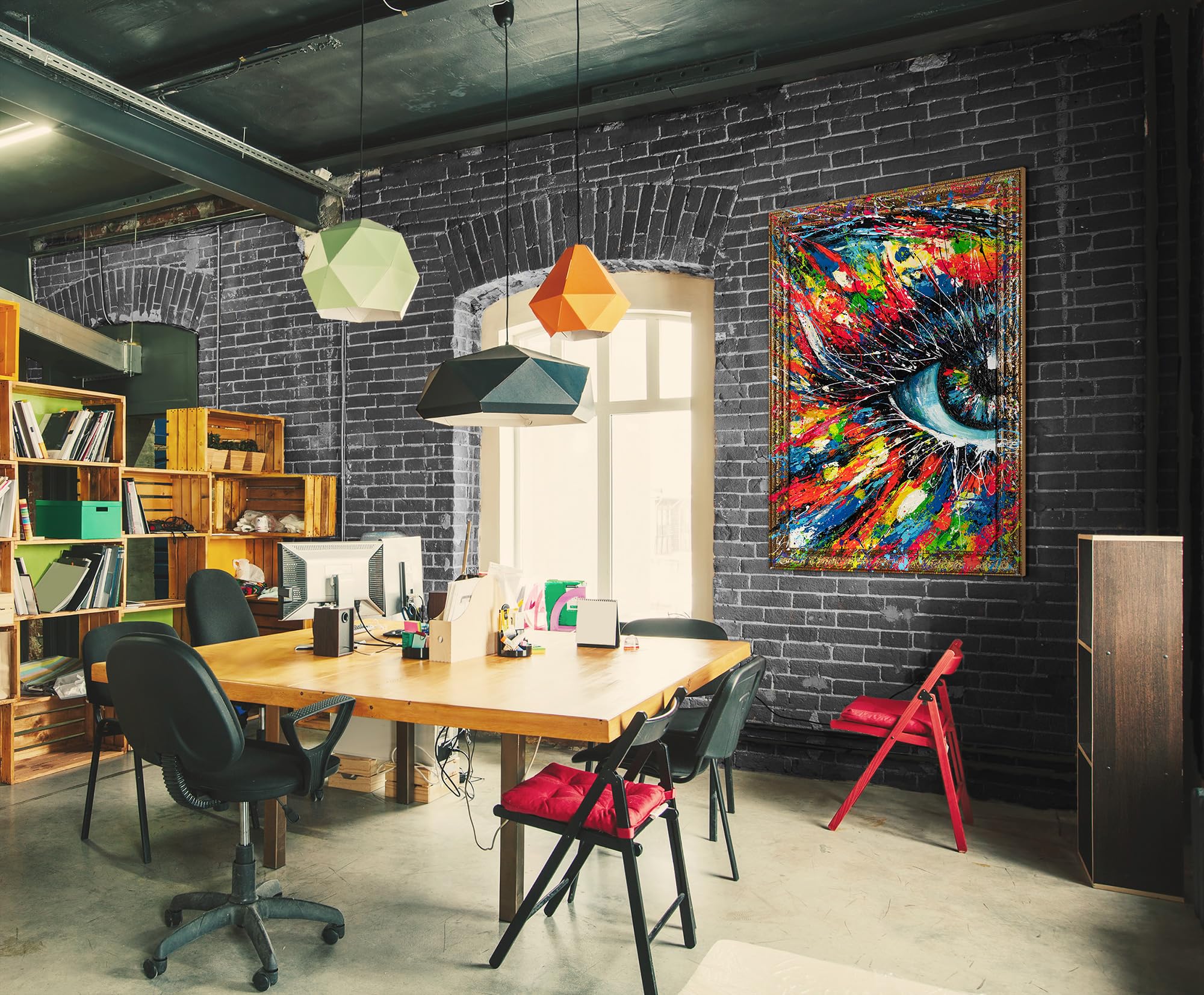 YS-Art Bild abstrakt bunt Acryl Gemälde auf Leinwand Bilder mit Rahmen malen handgemalt Wandbild Wohnzimmer modernes Wohndekor echtes Kunstwerk 120x80 cm