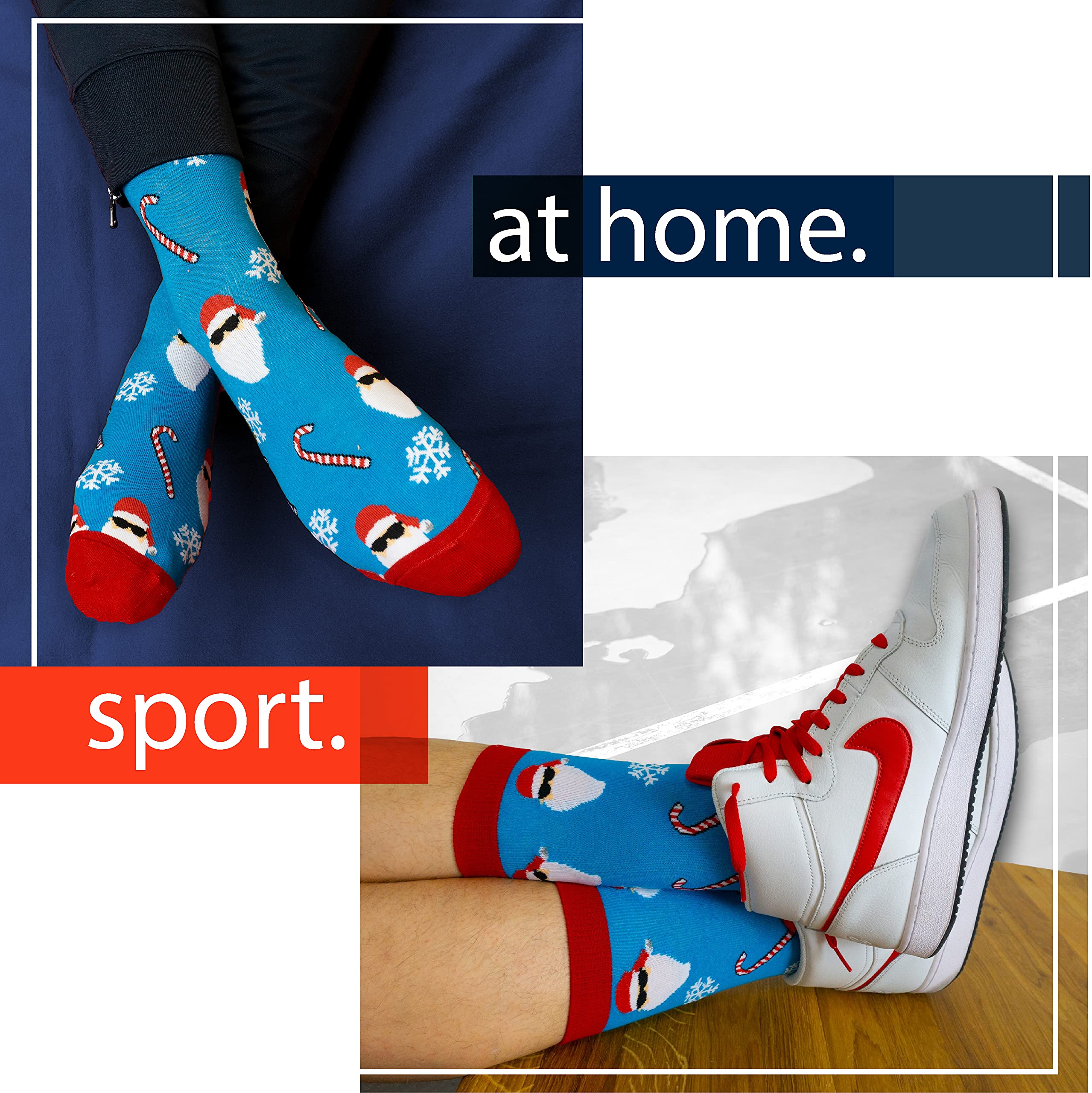 TwoSocks - Calze di Babbo Natale da uomo e da donna, divertenti, in cotone, taglia unica