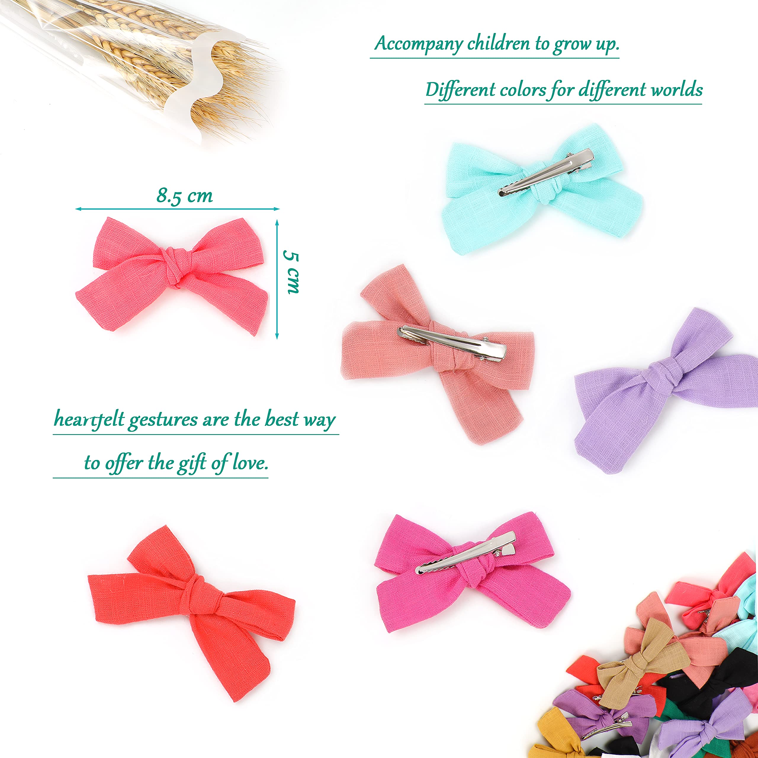 40 fiocchi per capelli in lino e accessori – clip per treccine, fiocchi in tessuto neutro per bambine