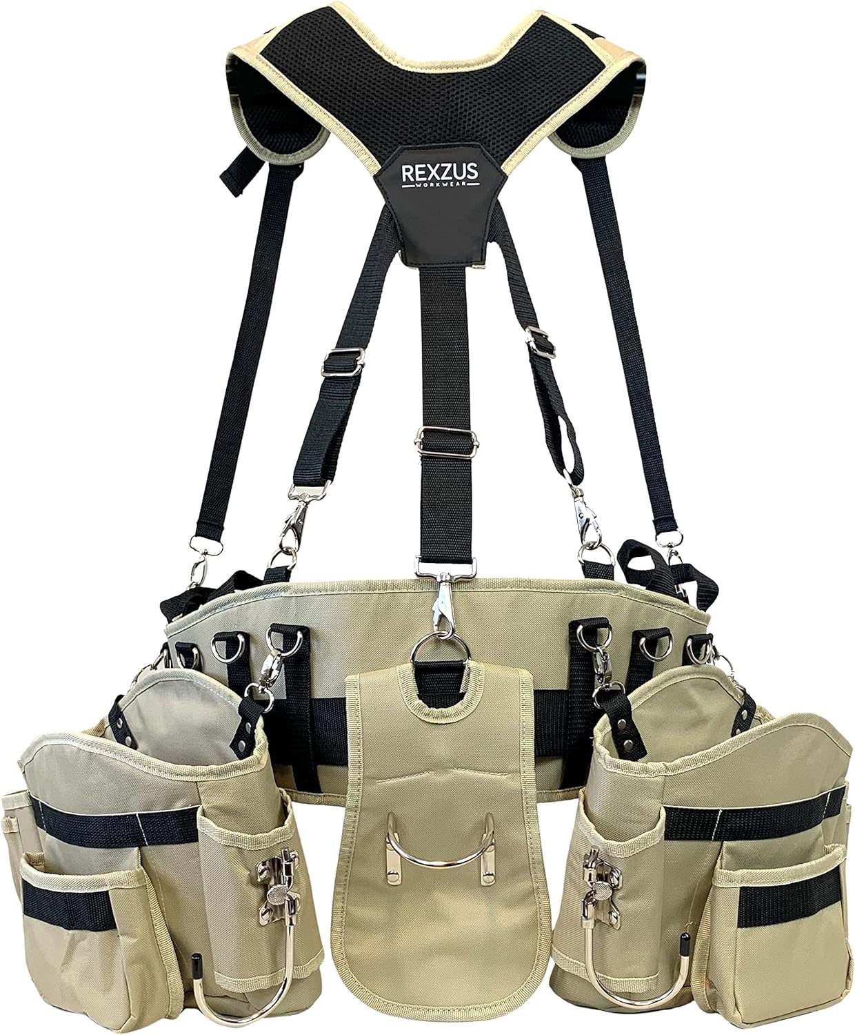 REXZUS Tool Belt With Suspenders, Adjustable System with 2Power Tool