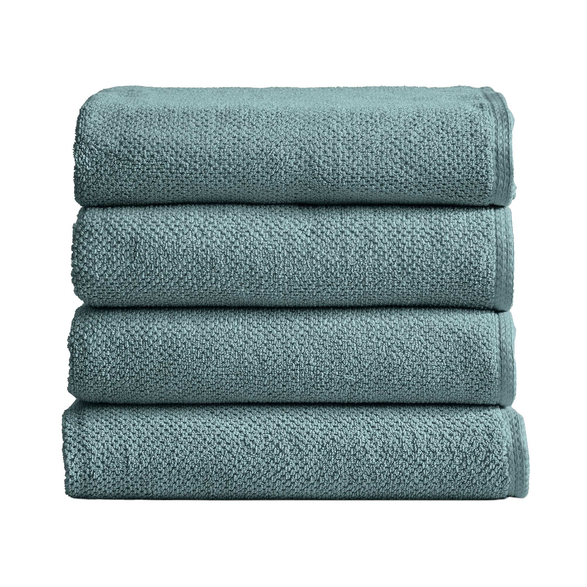 Great Bay Home 100% Cotton Quick-Dry Bath Towel Set (30 x 52 inches) Highly Absorbent, Textured Popcorn Weave Bath Towels. Acacia Collection (Set of 4, Mineral Blue)