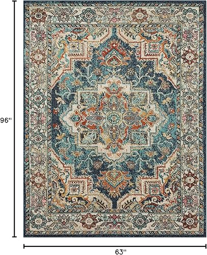 Vista 112 de Mohawk Home Bonilla - Alfombra oriental floral de 5 pies 3 pulgadas x 8 pies, color azul cielo, perfecta para sala de estar, comedor, oficina