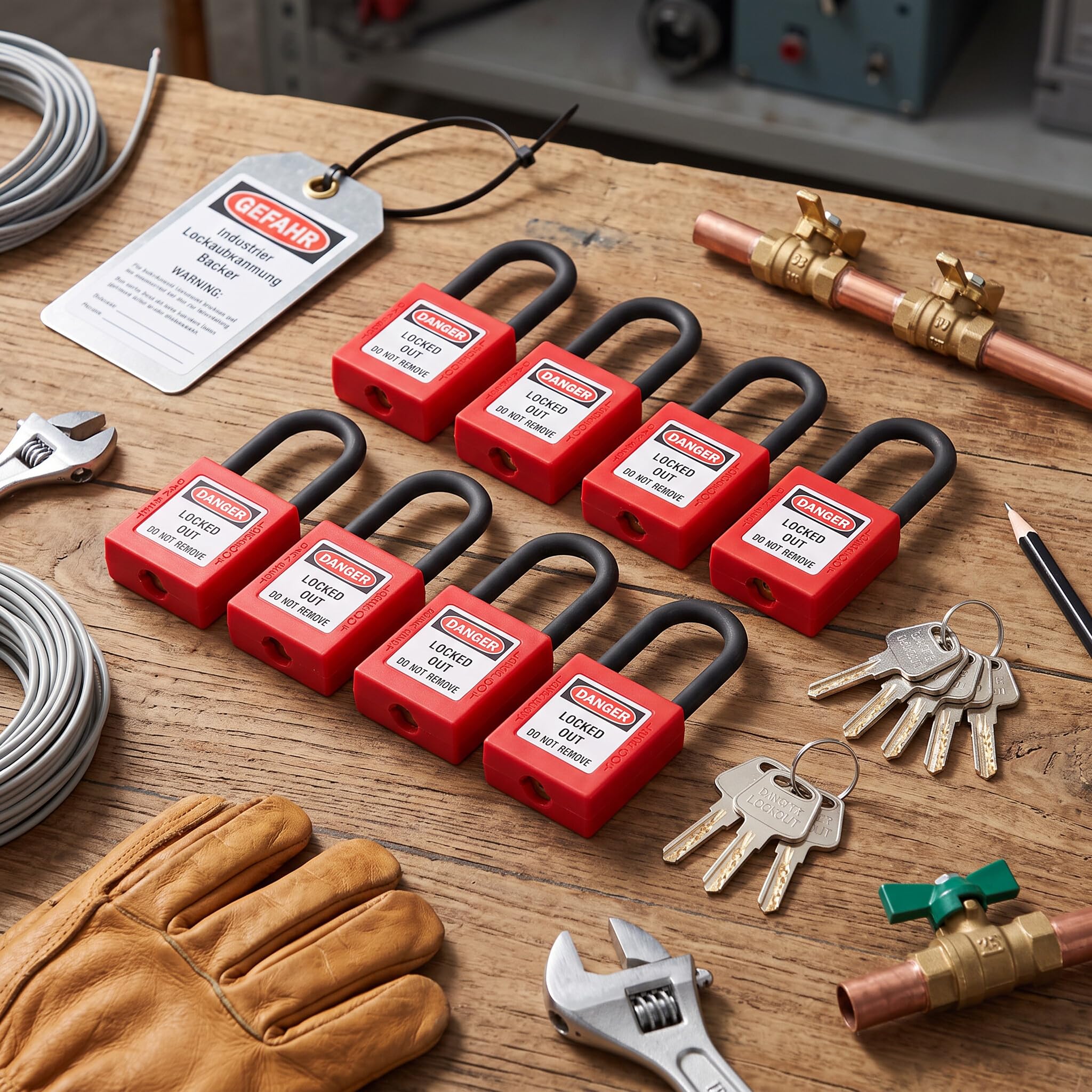 Cadenas de Sécurité, Verrou de Consignation Cadenas à Consigne Lockout Tagout Lock 38mm Nylon Industrial Engineering pour Factory Anti-poussière pour L'isolation et la sécurité (Rouge)