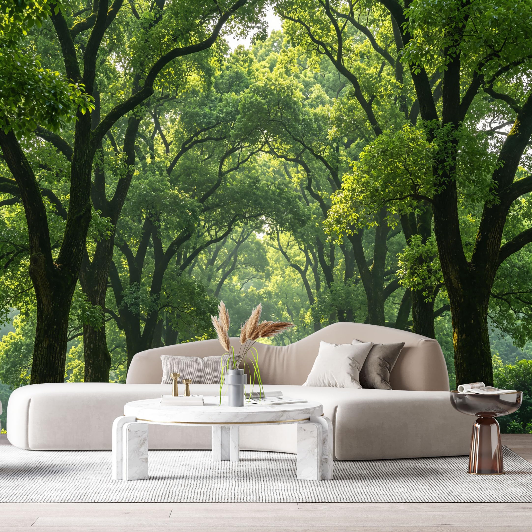 Custom Size Wall Murals Green Forest Landscape Tree Canopy Sunlight Path Botanical SelfAdhesive Wall Fabric Removable Large Wallpaper for Photo Living Room