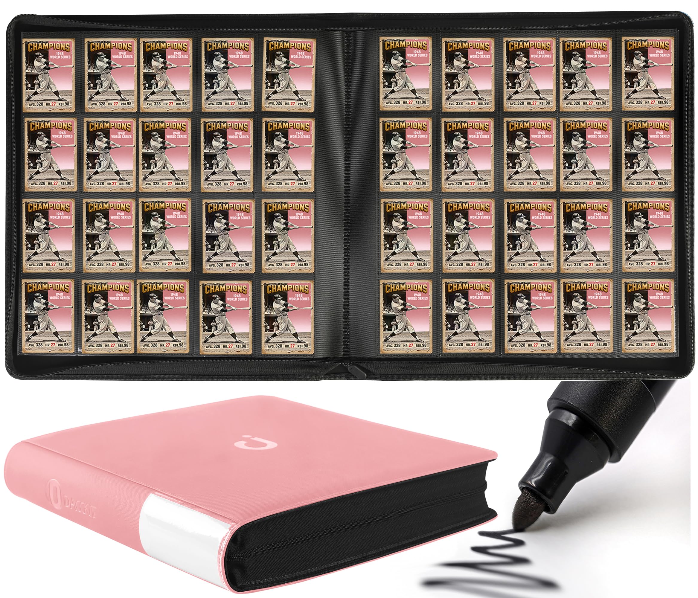 Premium 2000 Pocket Card Binder - 20 Pocket Trading Card Binder with Sleeves Suitable for 2000 Cards, Ringless Card Album for TCG - Model A, Light Pink โ image 1