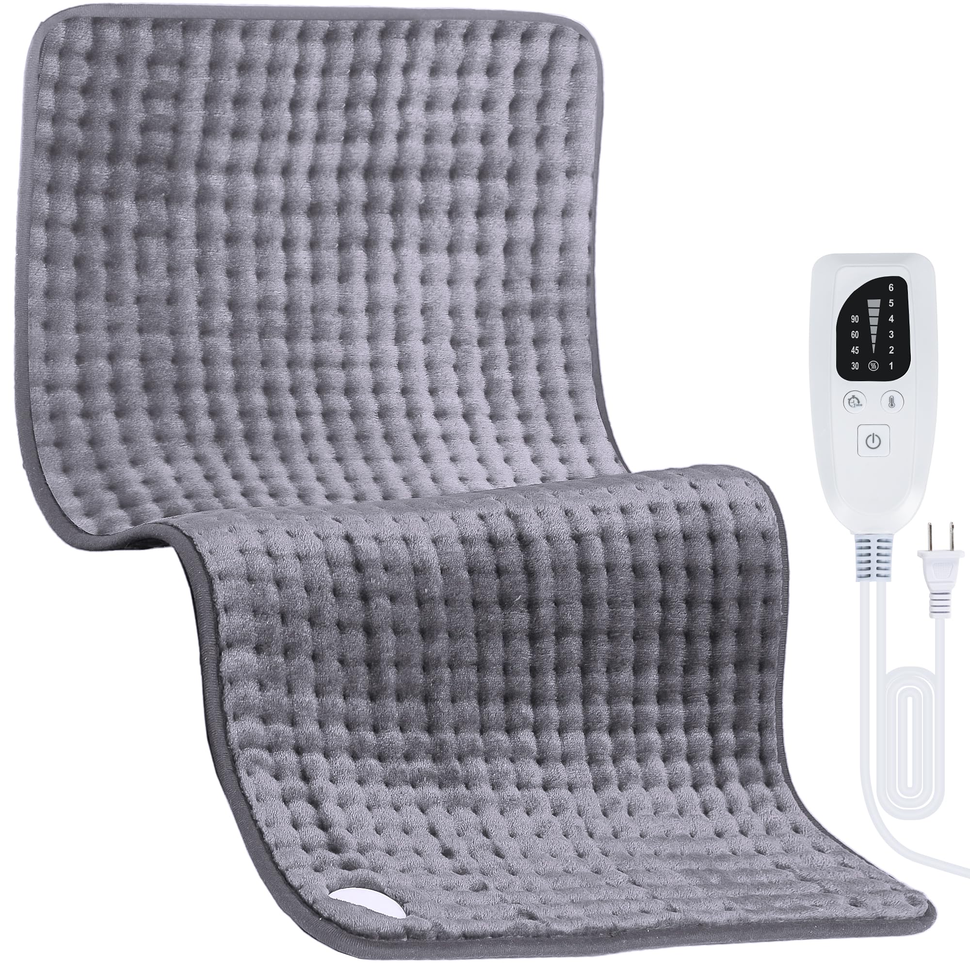 NALONE Extra Large Heating Pad for Back Pain Relief, 10FT Cord Heating Pads for Neck, XXXL Portable Electric Heated Pad, 6 Levels, Auto Shut-Off, Christmas Gifts for Women Men,17" x 33" Grey