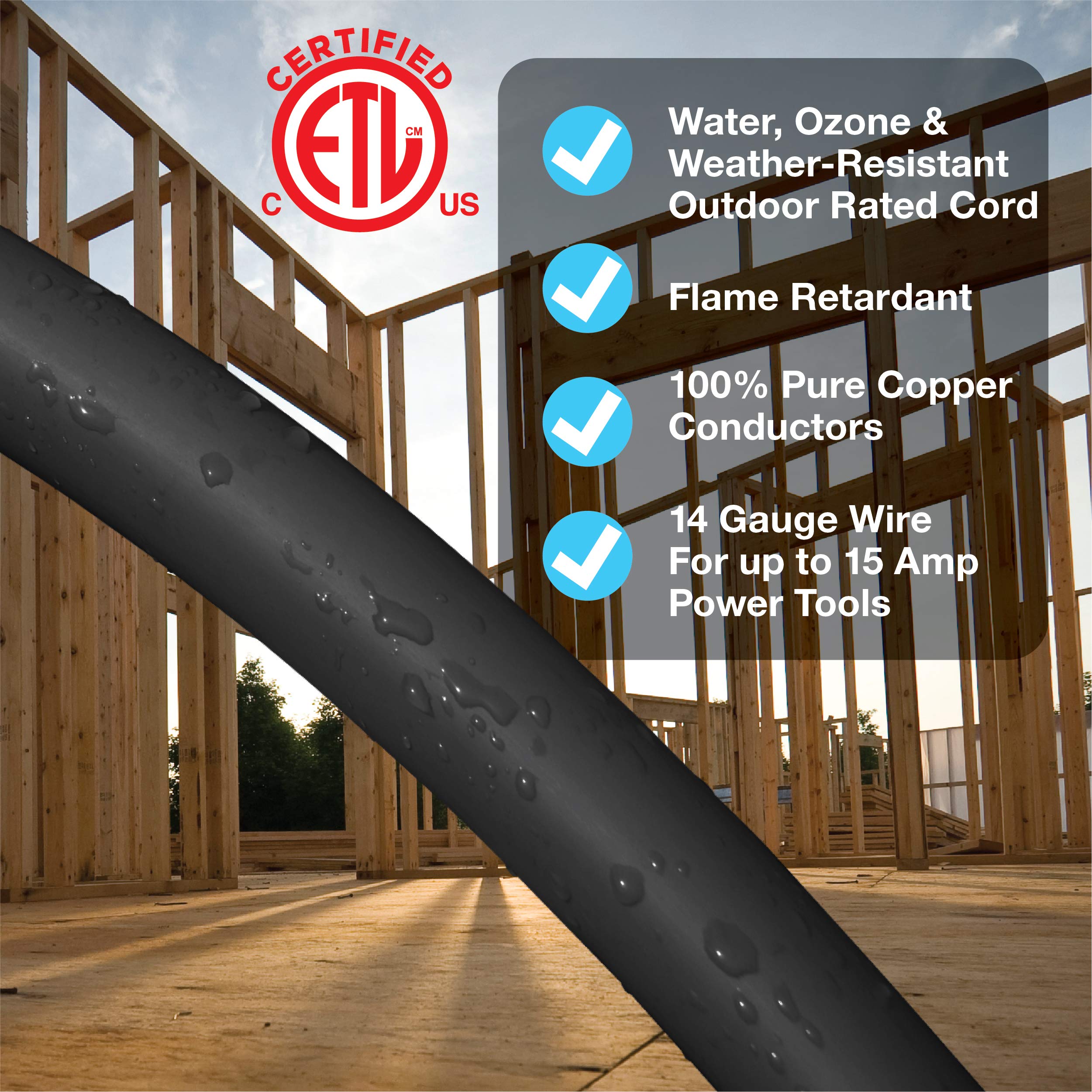 Cavo Di Prolunga Interno / Esterno Da 8 Piedi, Nero, Italia - Foto 10