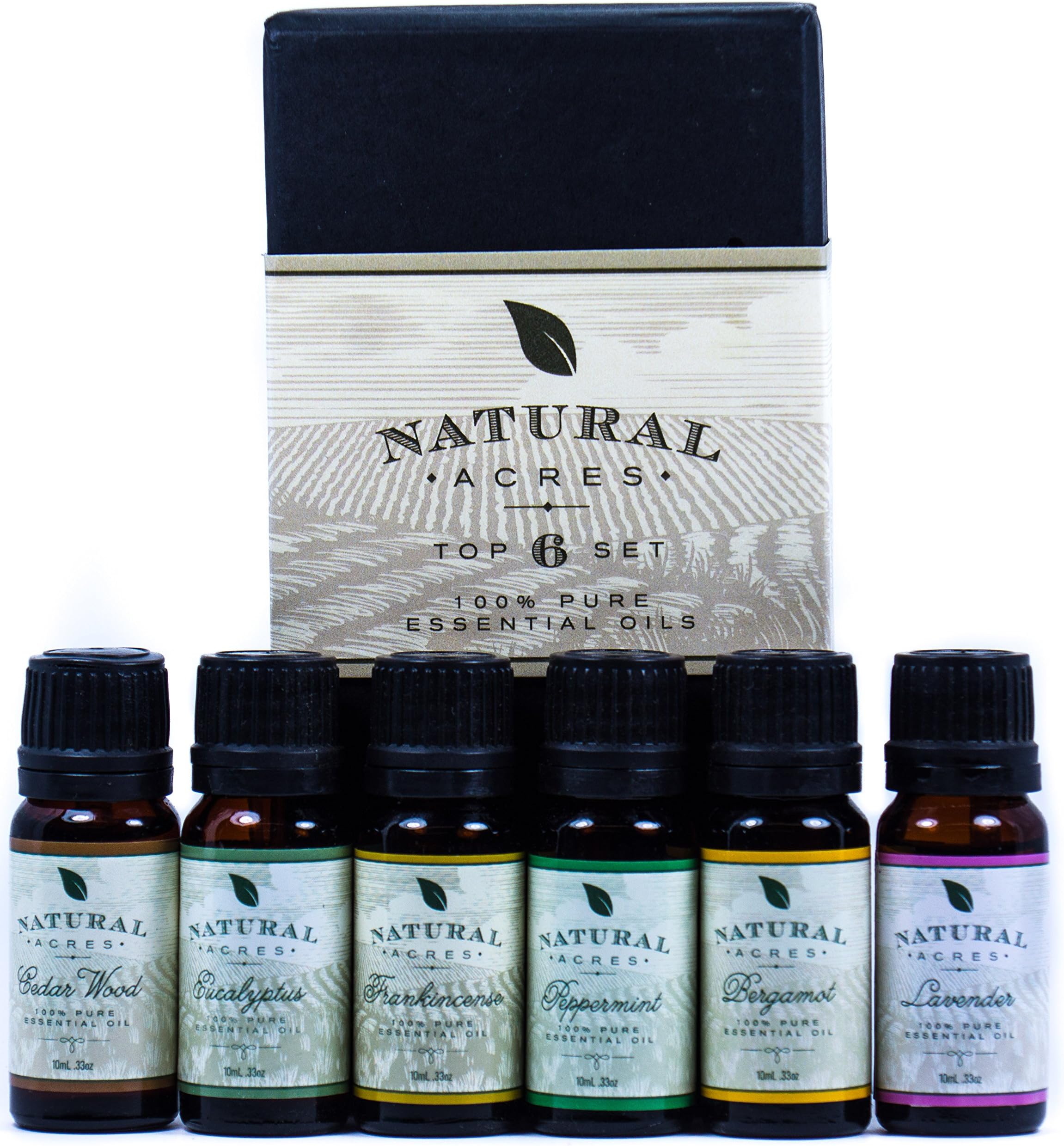 Essential Oils 6 Pack by Natural Acres 100 Pct Pure Therapeutic Grade Essential Oil 10 Milliliter