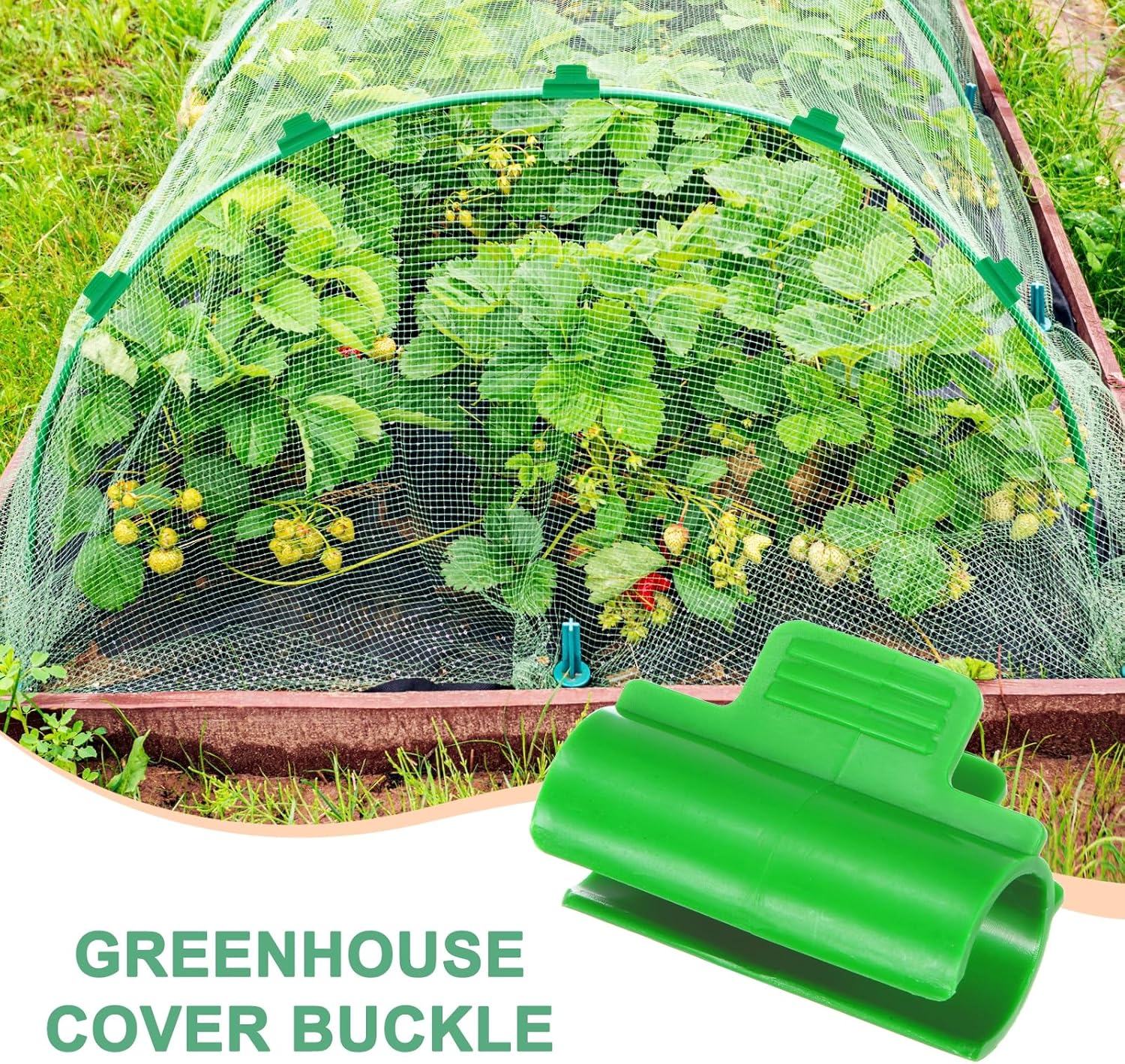 60-Pack Greenhouse Clamps for 1 Inch PVC Pipe, Greenhouse Film Clamps Shading Net Rod Clip for Garden Net/Row Cover/Greenhouse Plastic [Grass Green]