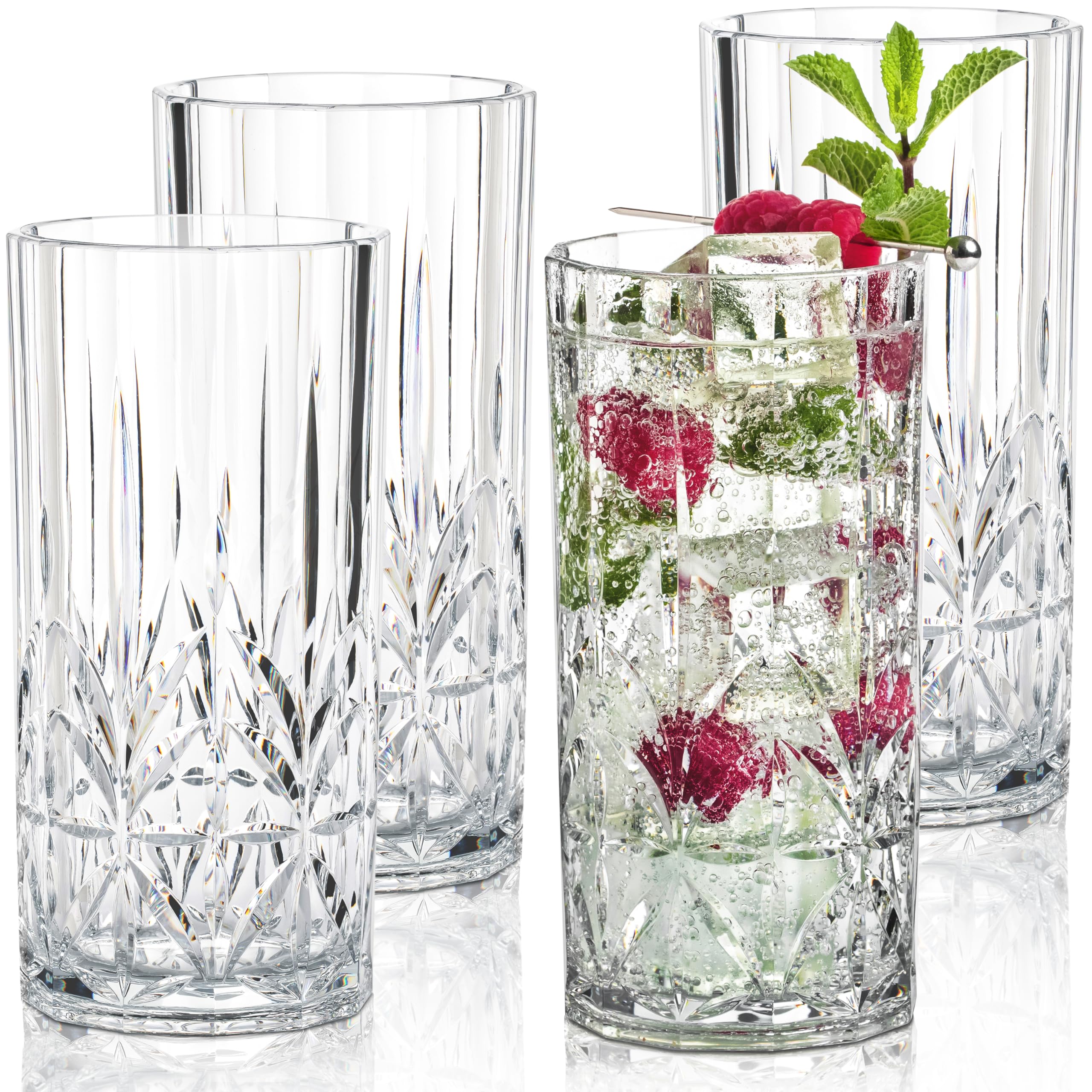 Bravario Unbreakable Plastic Drinking Water Tumblers Dishwasher Safe 100 Tritan Glasses BPA-Free Shatterproof Outdoor Highball Drinkware 18 oz