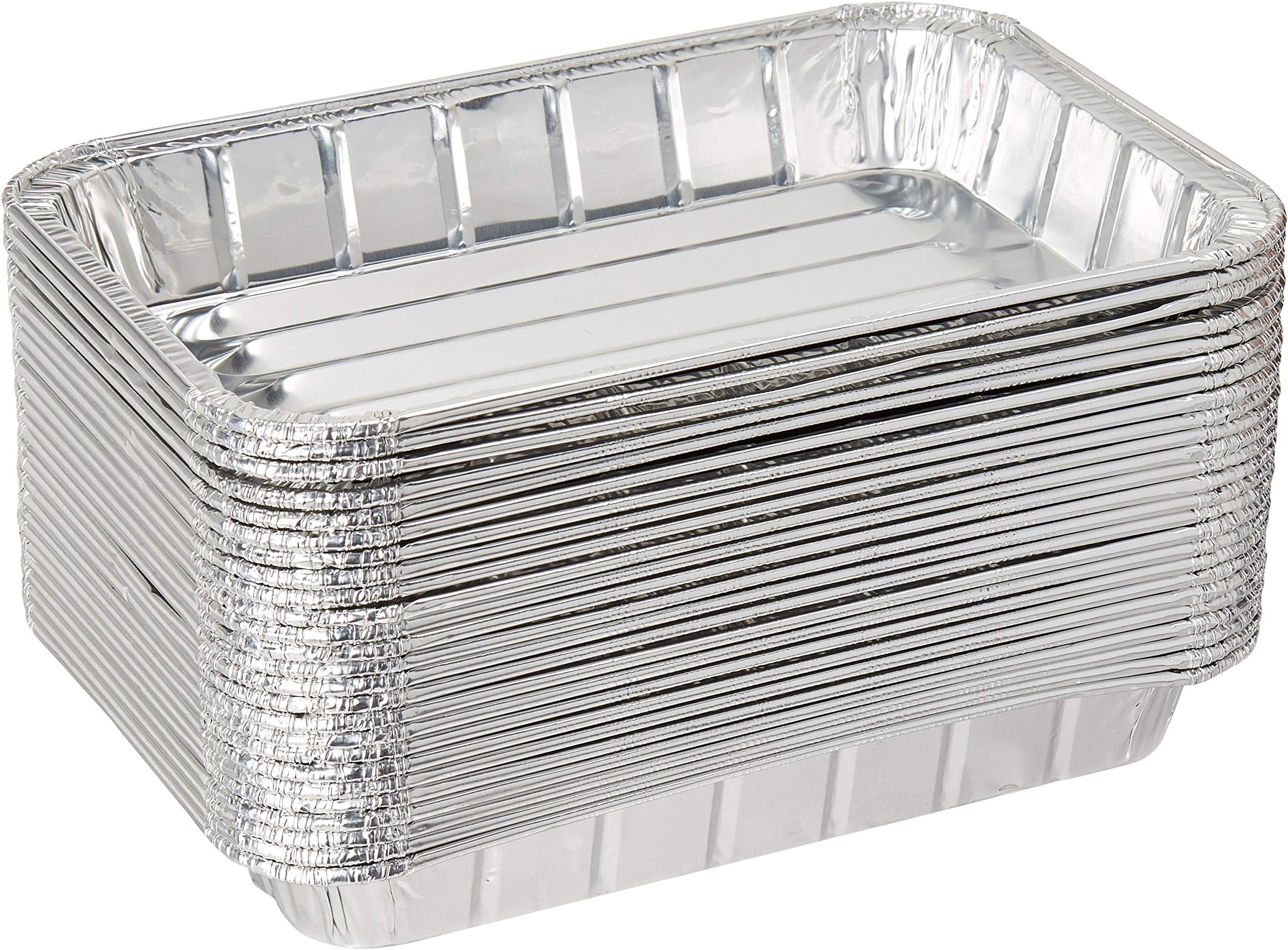 Pack of 25 Disposable Aluminum Foil Toaster Oven Pans - Mini Broiler Pans | BPA Free | Perfect for Small Cakes or Personal Quiche | Standard Size - 8 1/2" x 6" MADE IN THE USA