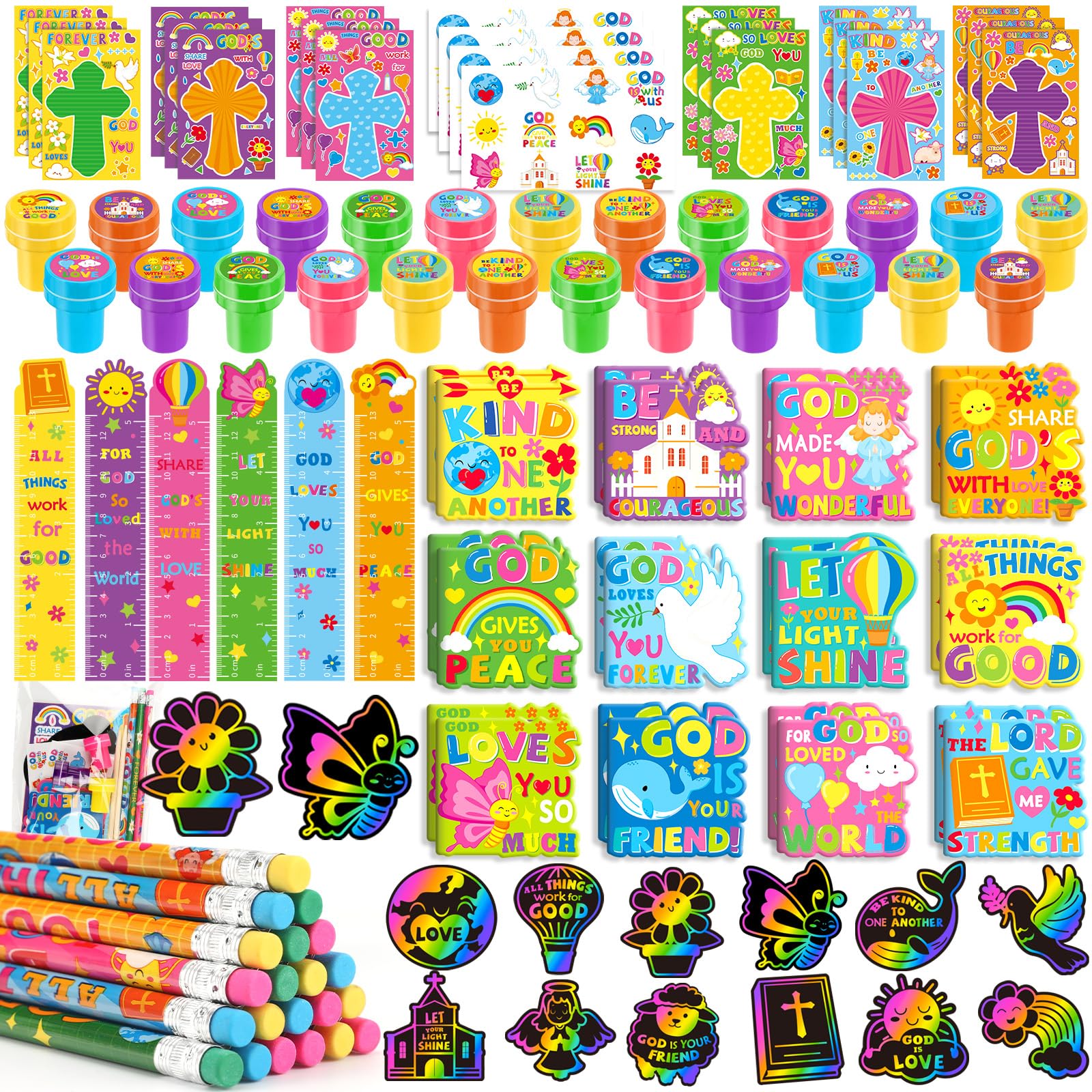BenLouis Bible Party Favors Christian Inspirational Verses Set Gift Prizes Bulk for Kids Operation Christmas Child Sunday School Religious Church
