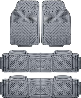 Automotive Floor Mats Gray Climaproof for All Weather Protection Universal Fit Trim to Fit for Most Cars, SUVs, and Trucks, 3 Row 4pc Full Set FH Group F11307GRAY-3ROW
