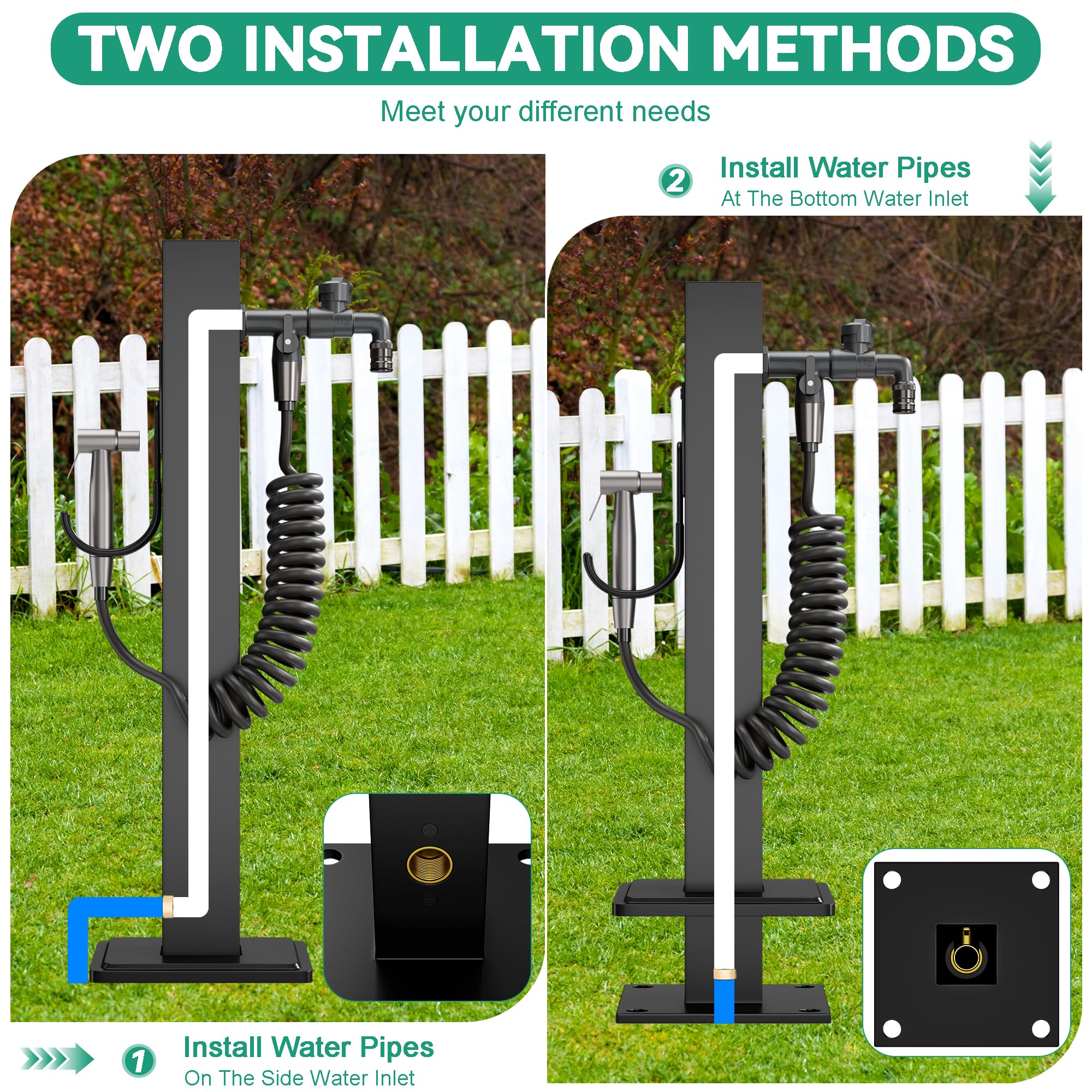 Colonne d'eau acier inoxydable 304 double sortie robinet pistolet résistant gel -20℃ jardin