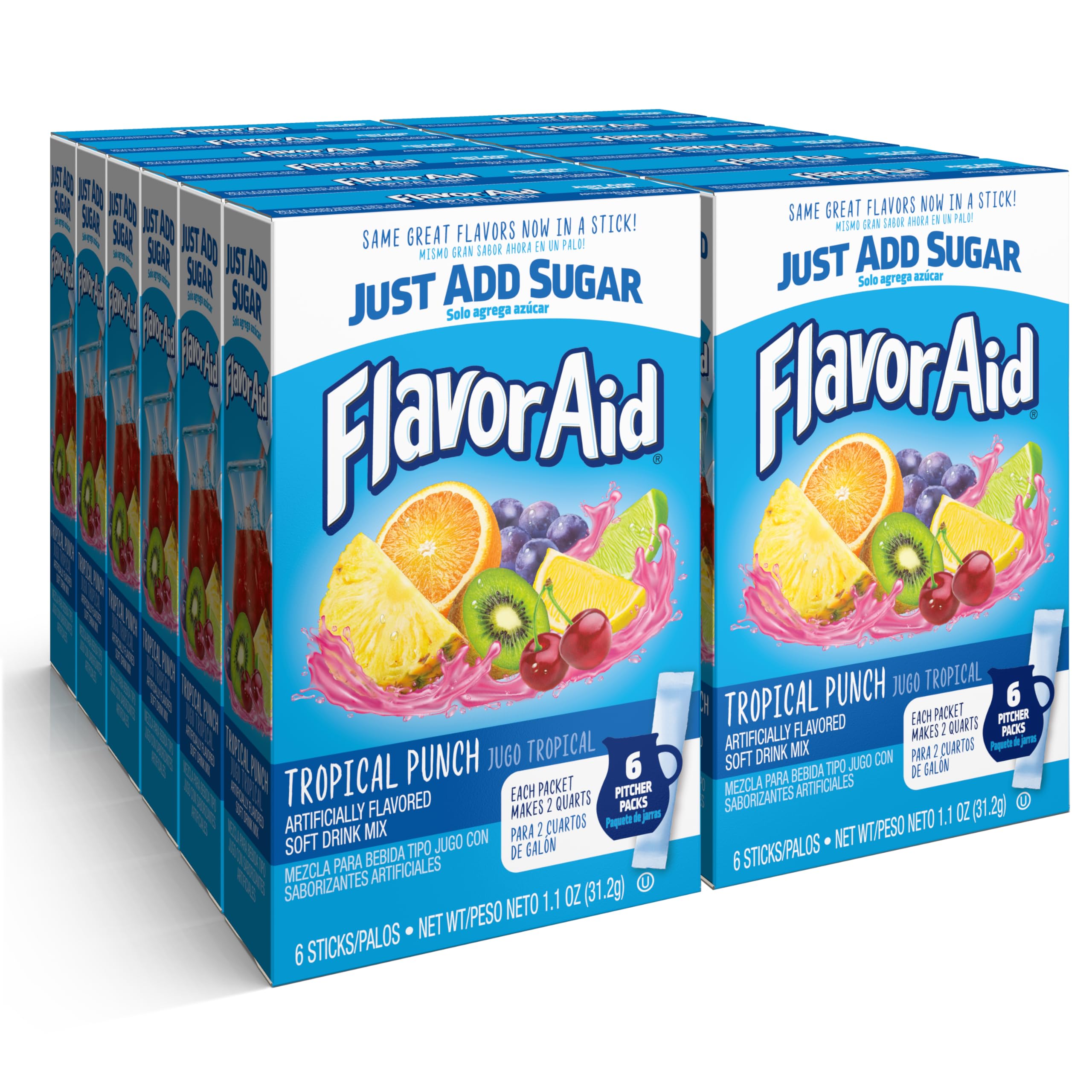 Amazon.com : Flavor Aid Tropical Punch Unsweetened Drink Mix