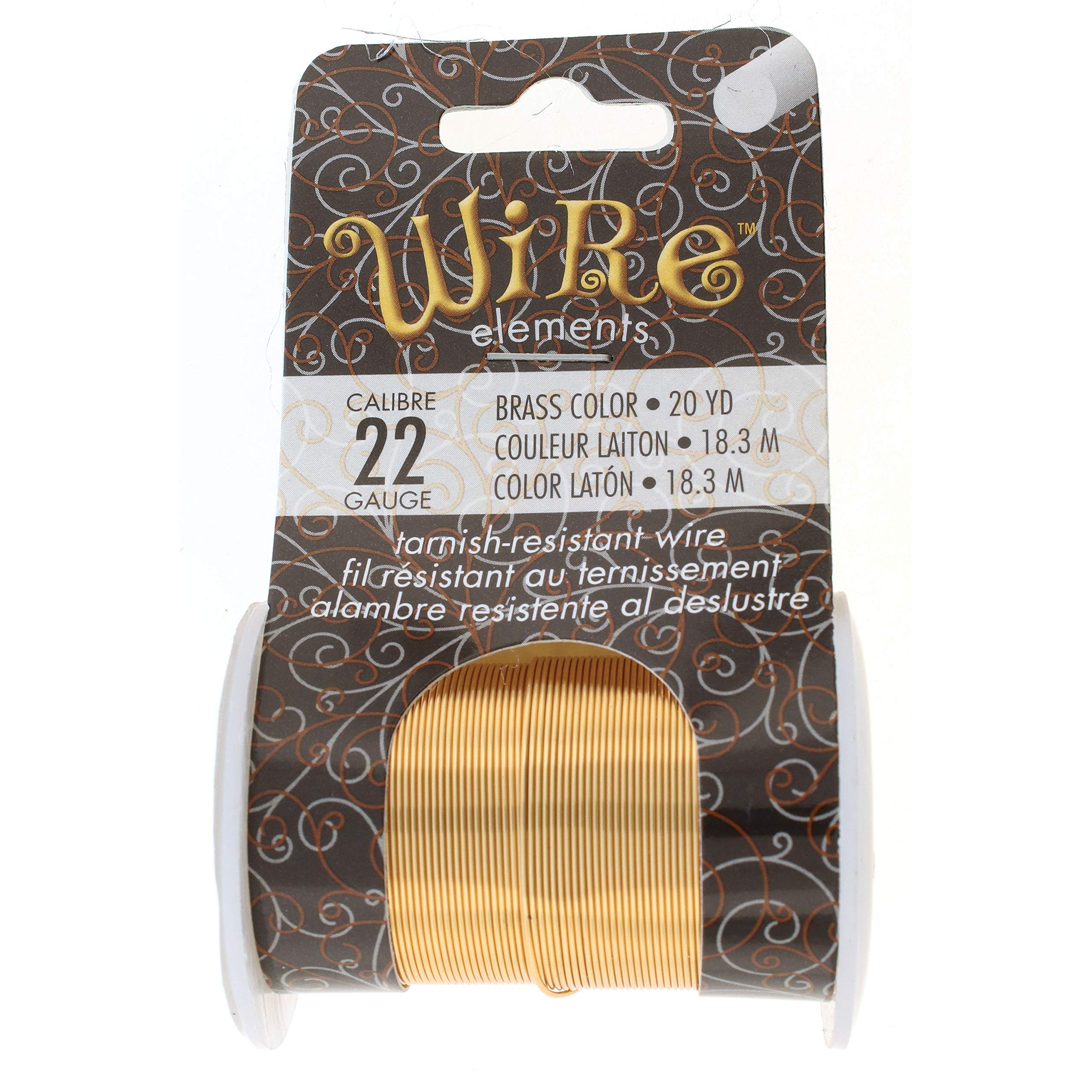 The Beadsmith Elementy druciane 22-Gauge lakierowany, odporny na matowienie drut miedziany do produkcji biżuterii, 20 metrów, szpula 18,29 m (kolor mosiężny)