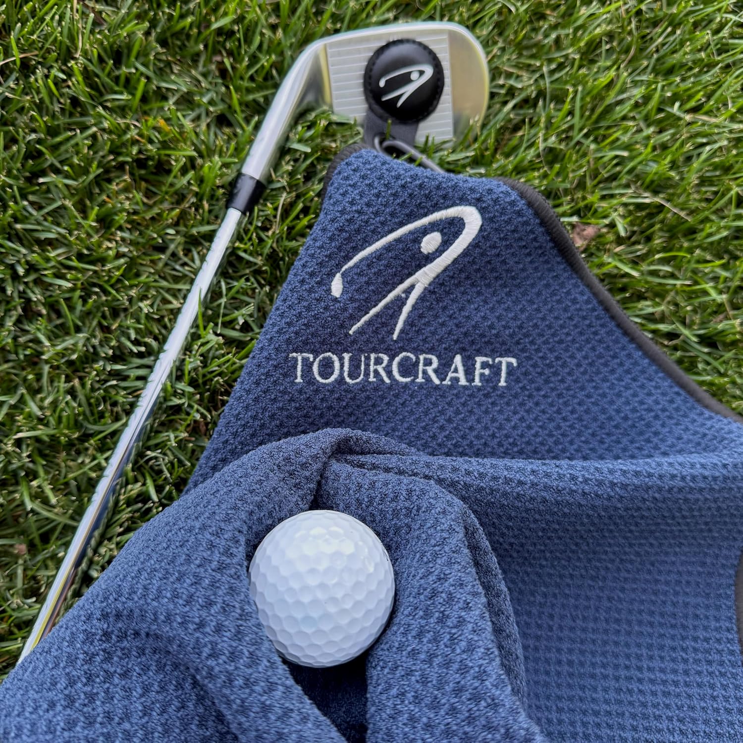 磁気マイクロファイバーゴルフタオル &ndash; 超吸収性ワッフル織りパターン 速乾性 強力なマグネット&amp;クリップ付き &ndash; カート、ク