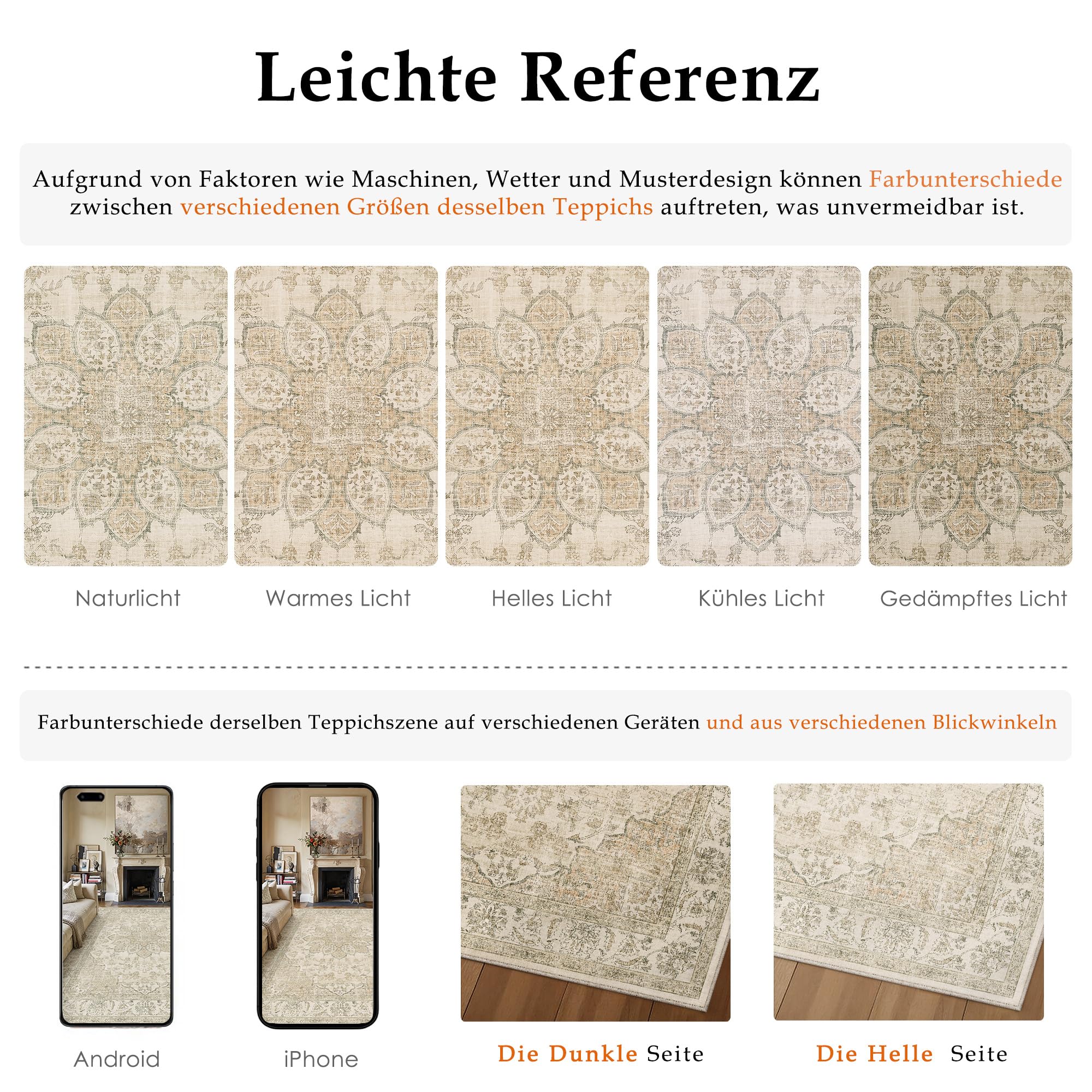 PureCozy Beige Teppich Wohnzimmer 160x230cm Vintage Wohnzimmerteppich Waschbarer rutschfest Weich Groß Carpet Teppiche Schlafzimmer Esszimmer Büro Kurzflor Tepich Rug | Rutschfest, Vintage, groß, Teppich, Schlafzimmer, Bettfuß, Wohnzimmer, Esszimmer, Tepp