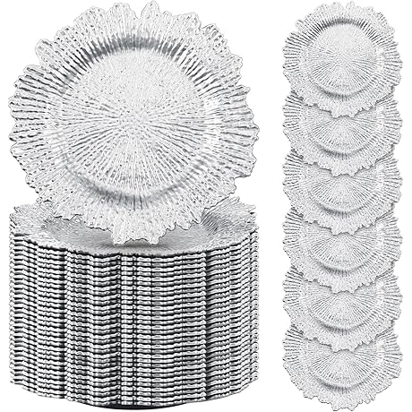 Extravagant Silver Charger Plates, Bulk 100 pcs