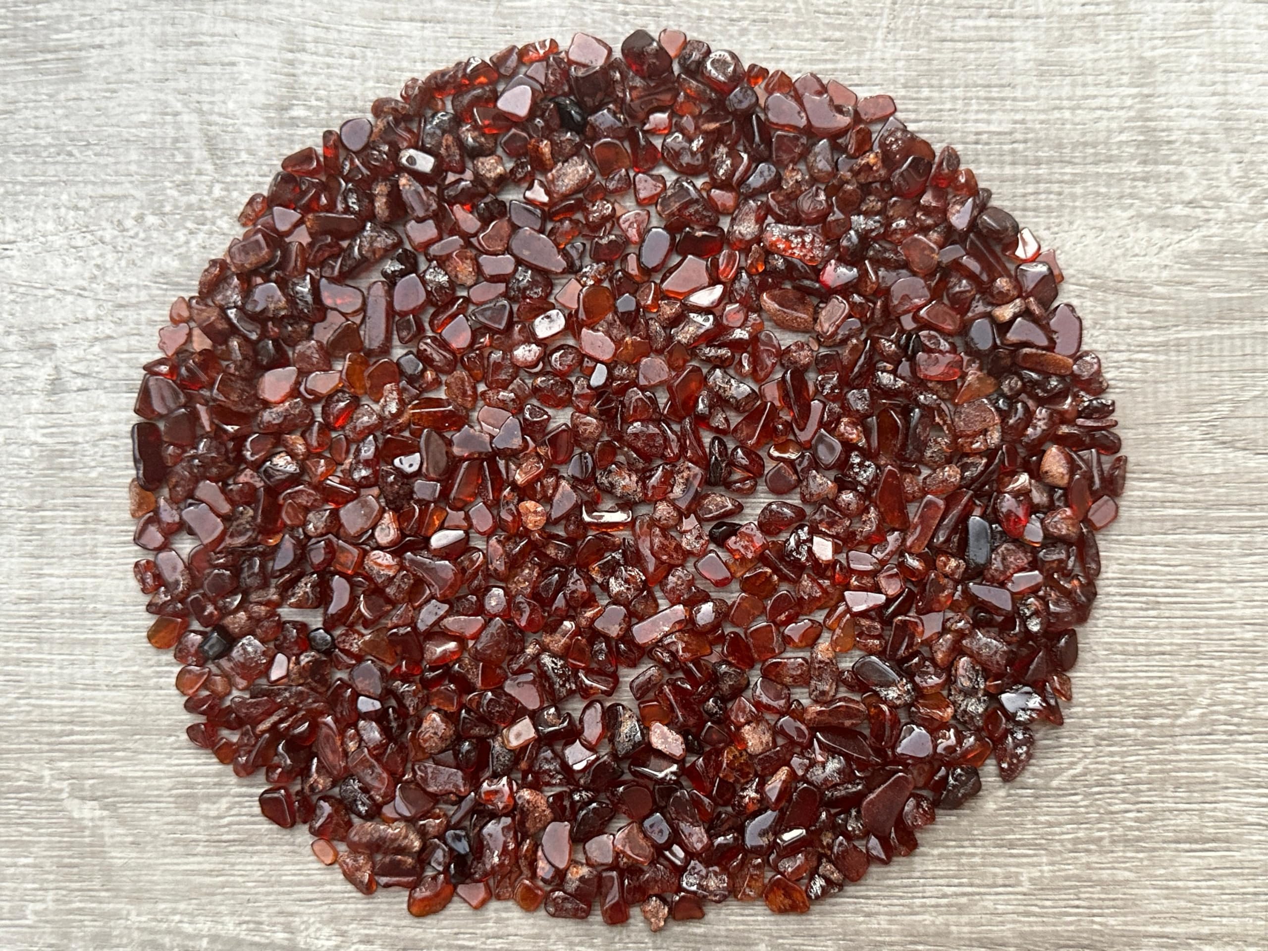 GAF TREASURES 2 oz Lot Natural Semi Tumbled Orange Garnet Gemstone Chips, Crushed Mini Orange Garnet Crystals, Undrilled Crystal Chips (Orange Garnet)