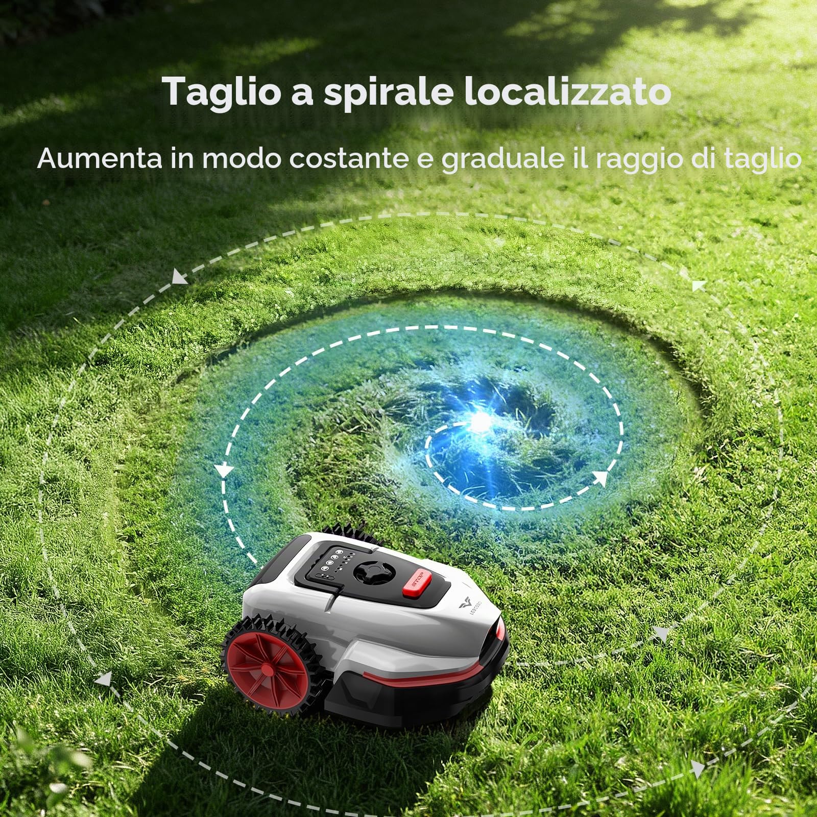 V3 Robot Tagliaerba Senza Filo Perimetrale, Navigazione AI con Visione, Controllo tramite App, Funzionamento Silenzioso, per Giardini fino a 100 m²