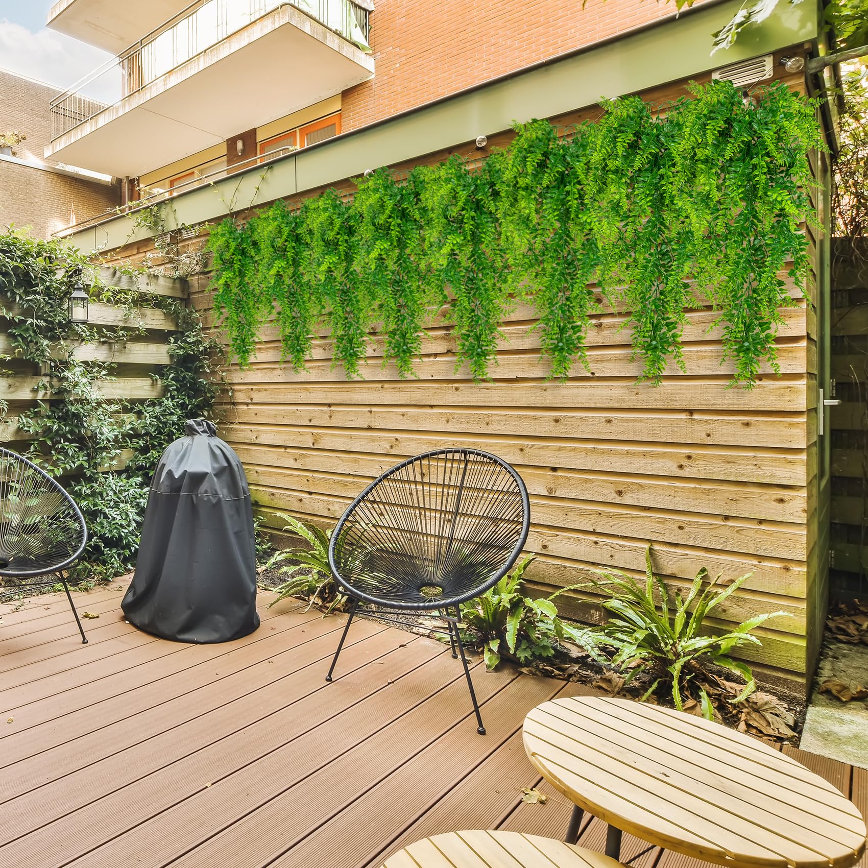 Huryfox Piante rampicanti artificiali Vite di felce - 8P Decorazione pianta finta cadente con foglie d'edera per interni ed esterni, finta vegetazione verde per soggiorno, cucina, balconi, giardini