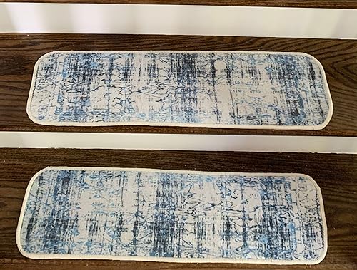 Benissimo Alfombra antideslizante para escaleras algodón diseño moderno impreso tapete suave para peldaños de madera en interiores juego de 2 9 x 32