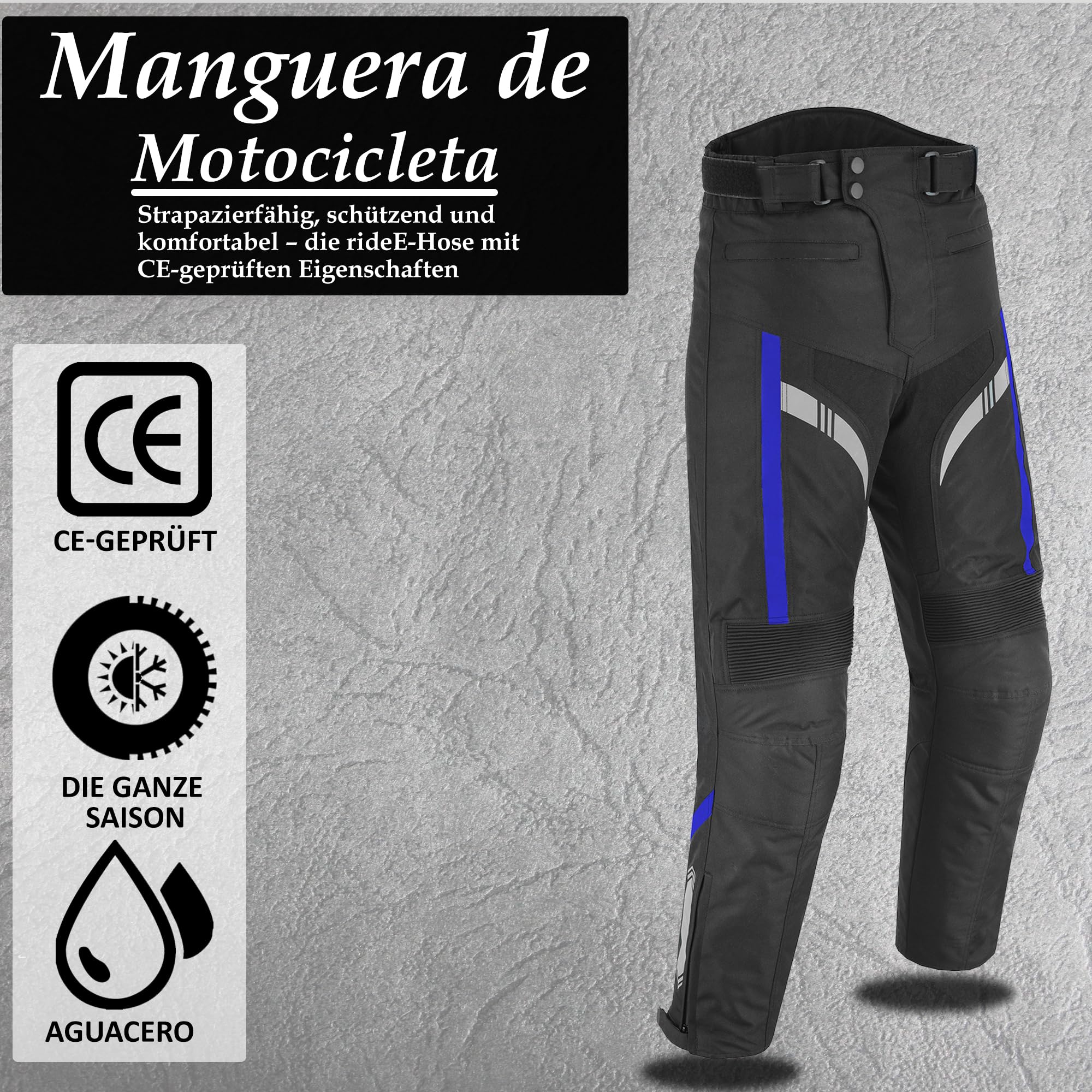 Pantalones de Moto Hombre, Pantalones Protectores de Tejido Cordura Impermeables, Pantalones de Moto con Armadura extraíble