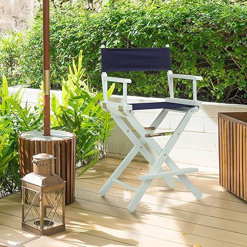 Miniatura 407 de Silla de Director de 18" Marco Blanco Lona Rosa