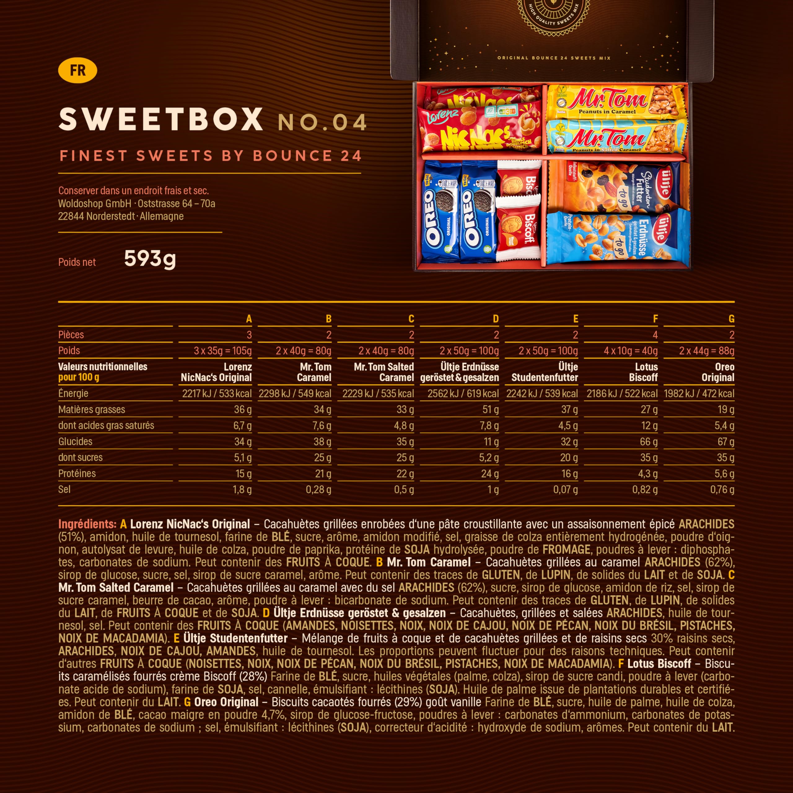 bounce24 Sweet Box No. 4 – Coffret gourmand 17 snacks sucrés & salés, idée cadeau anniversaire, pour enfants, adultes, hommes, femmes
