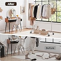 Vista 5 de Yaheetech Percheros de ropa comercial con ruedas, barra individual de grado ajustable, altura ajustable, perchero con ruedas para colgar ropa