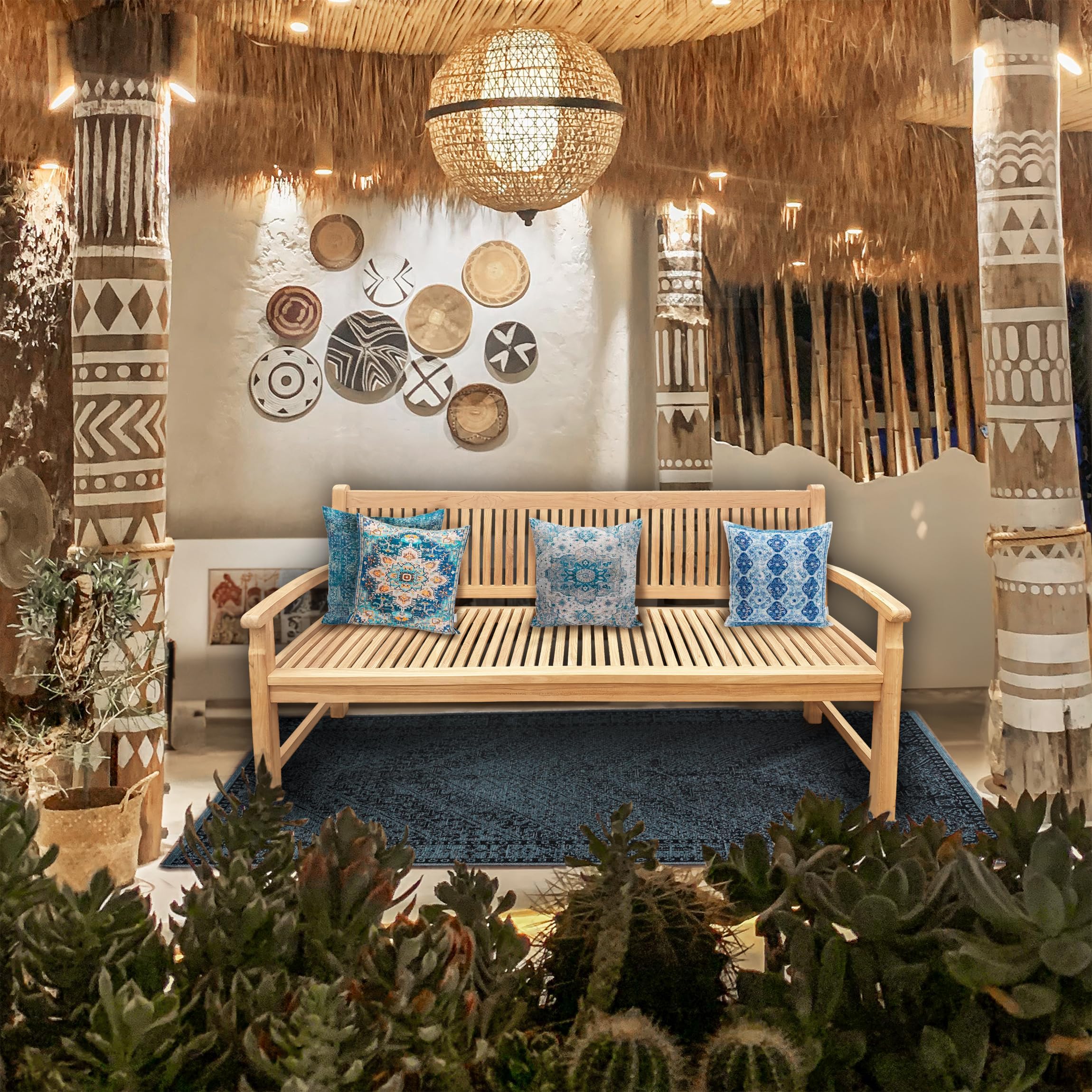 Seven Seas Teak El Mar Teak Outdoor Patio Bench, 6 Foot Made from Solid Teak Wood