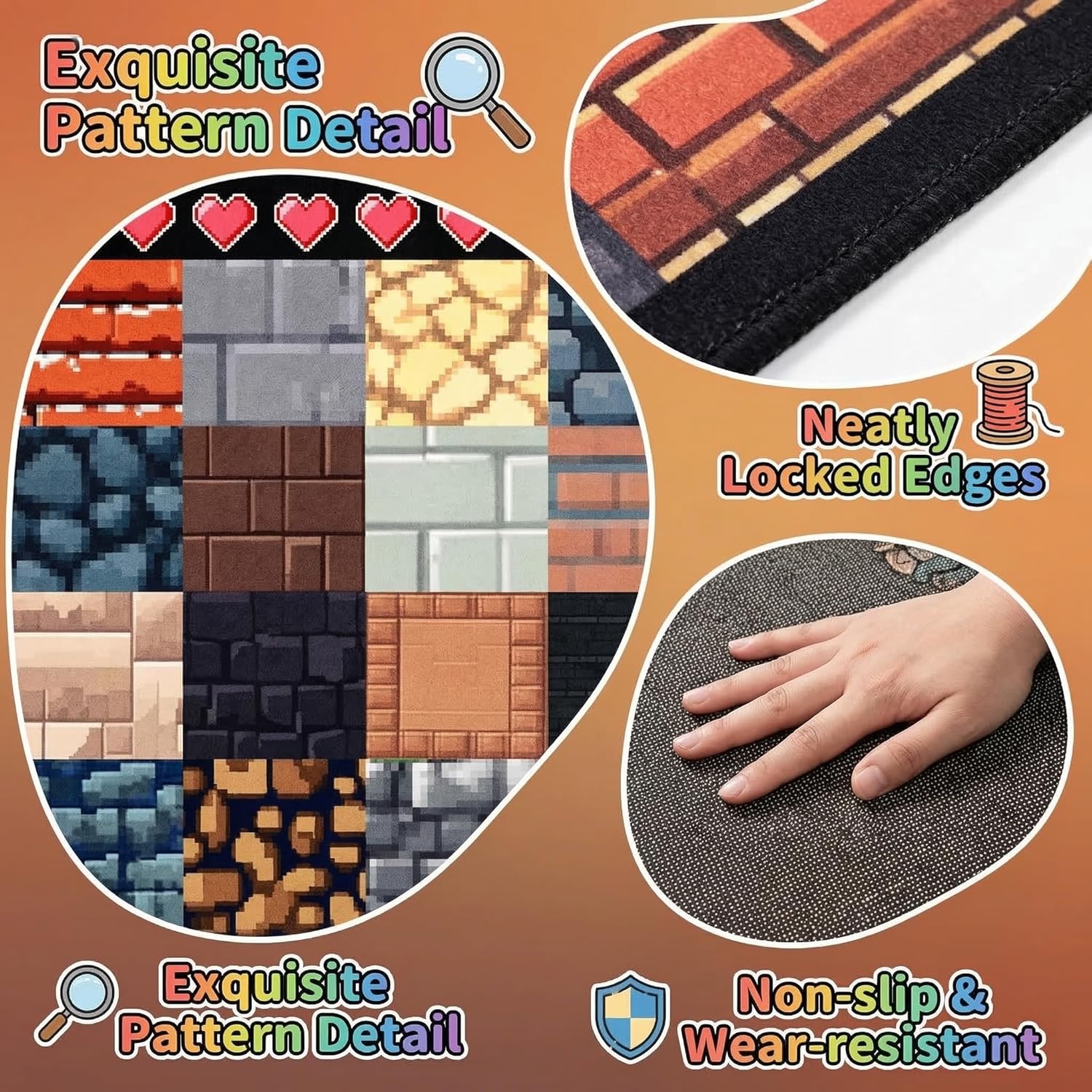 2-Pack Kids Play Rugs (3x5 Ft) - Solar System Space Galaxy & Game Block Theme Area Rugs for Kids Bedroom Playroom Decor, Washable Non-Slip