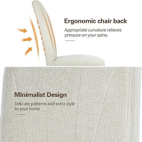 Miniatura 4 de VECELO Parsons - Juego de 4 sillas de comedor tapizadas de tela moderna, respaldo alto y patas de madera maciza, para cocinasala de estar, color